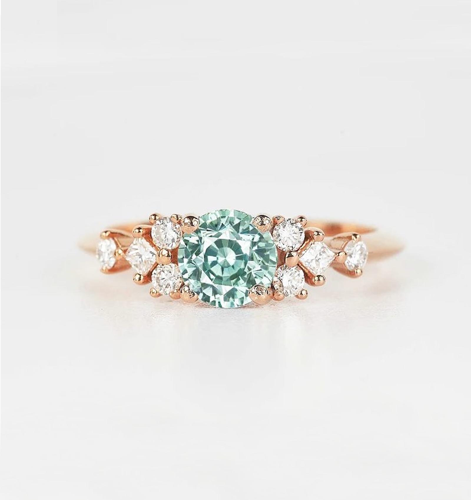ice mint green sapphire ring