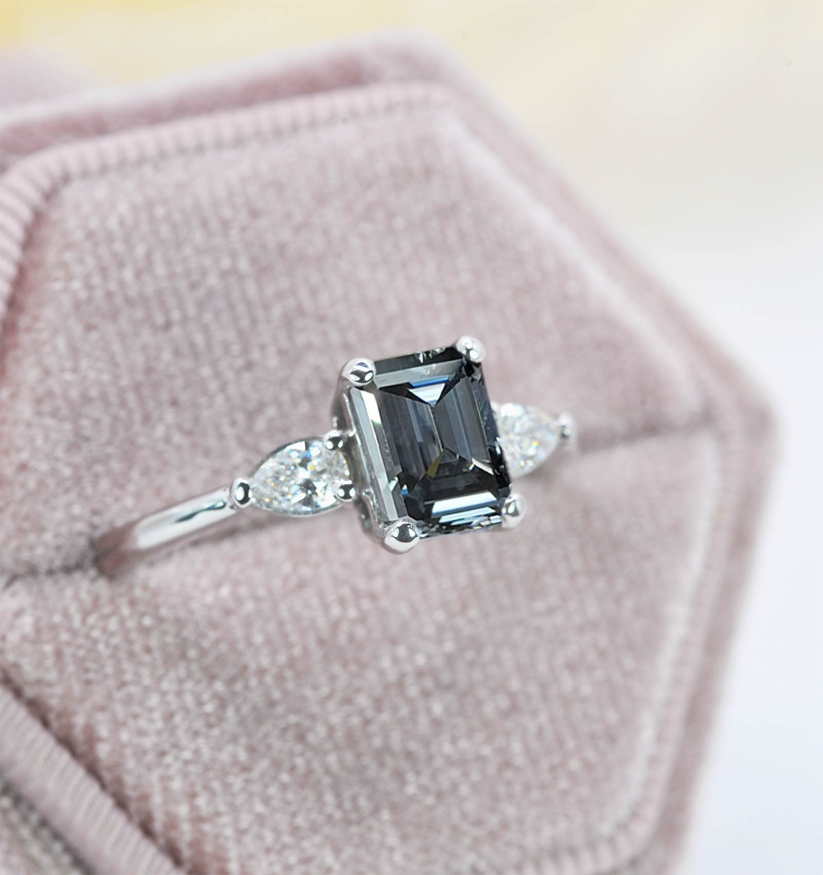 vintage grey moissanite ring
