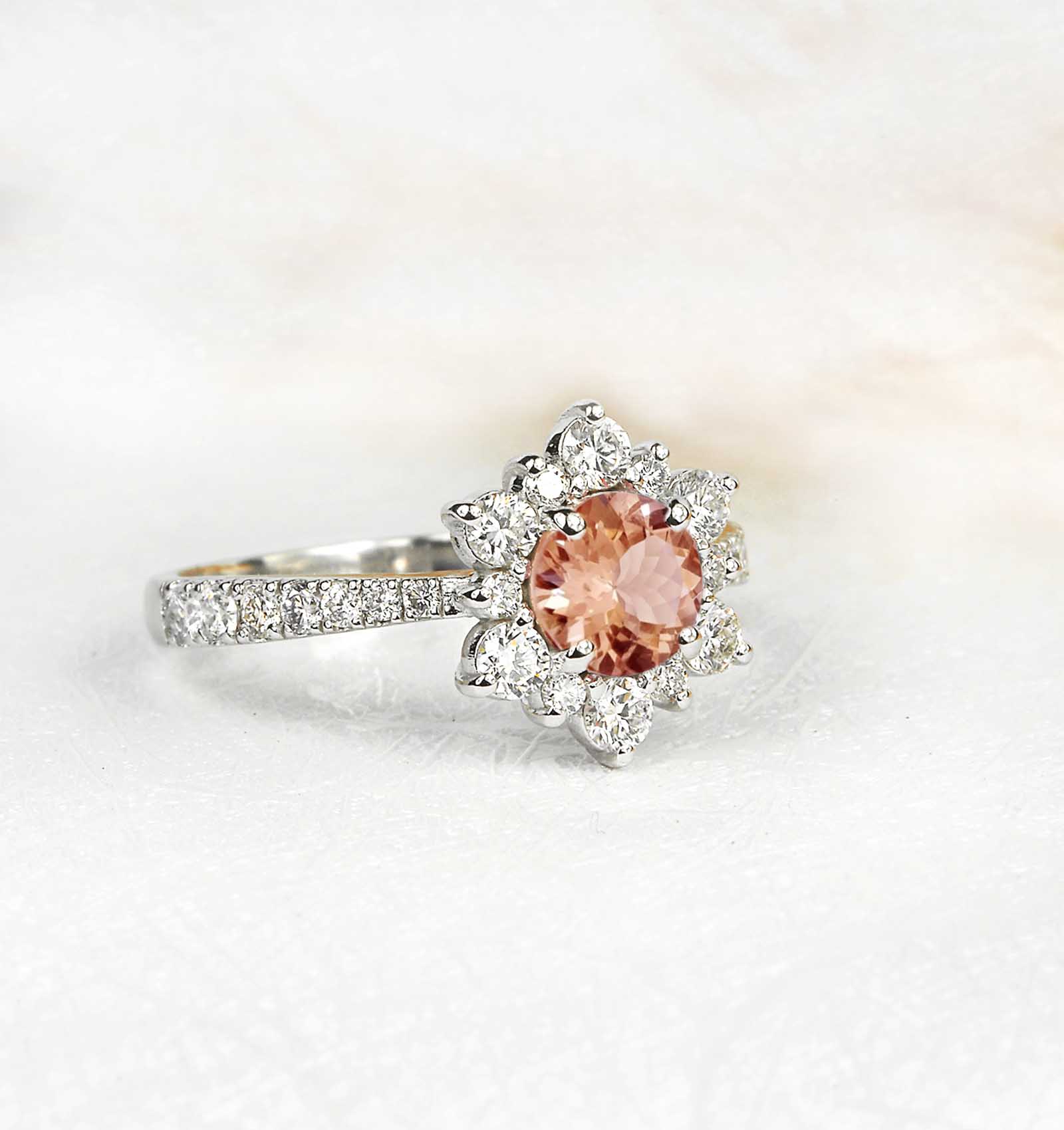 morganite cluster ring