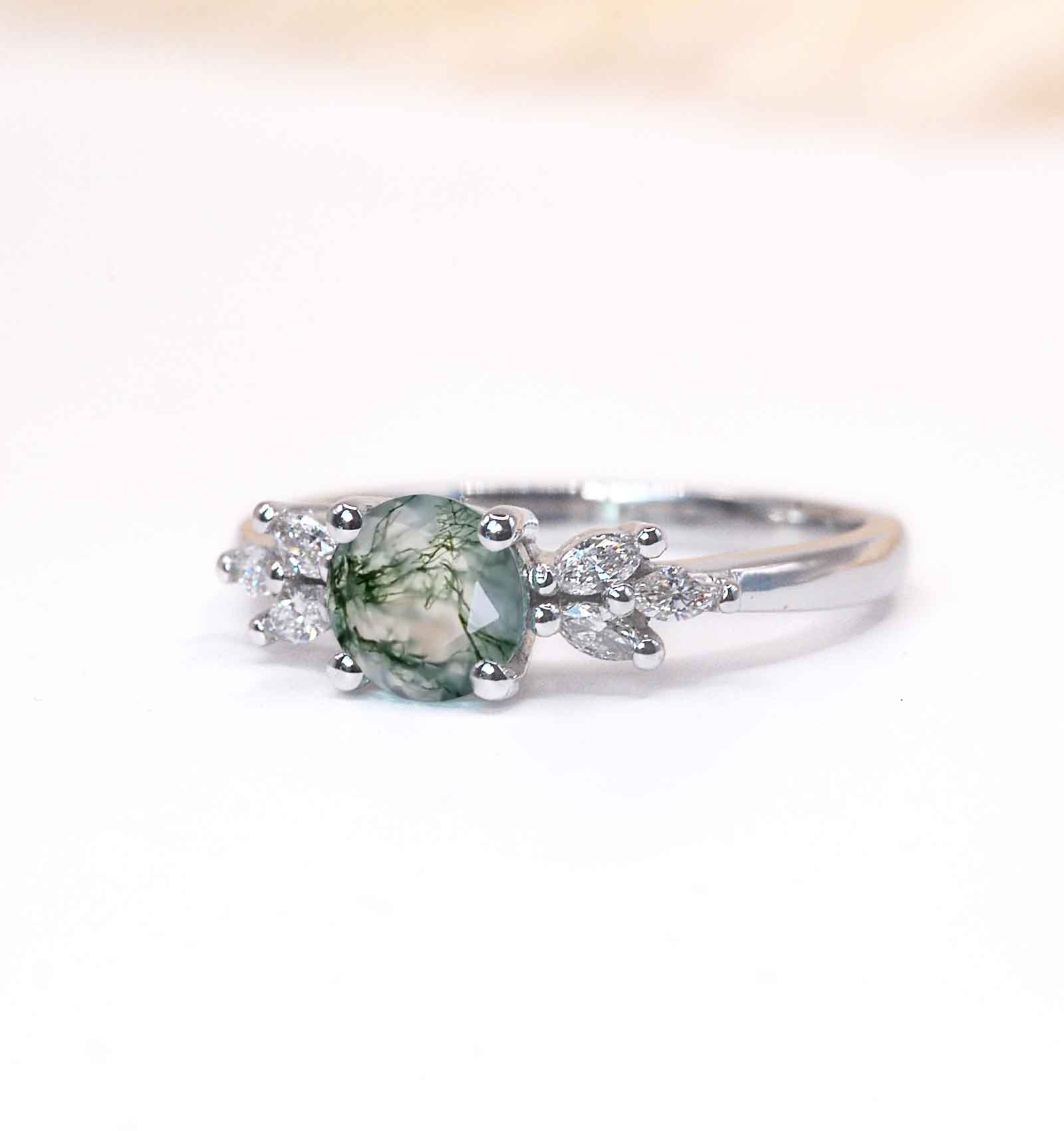 moss agate dainty ring
