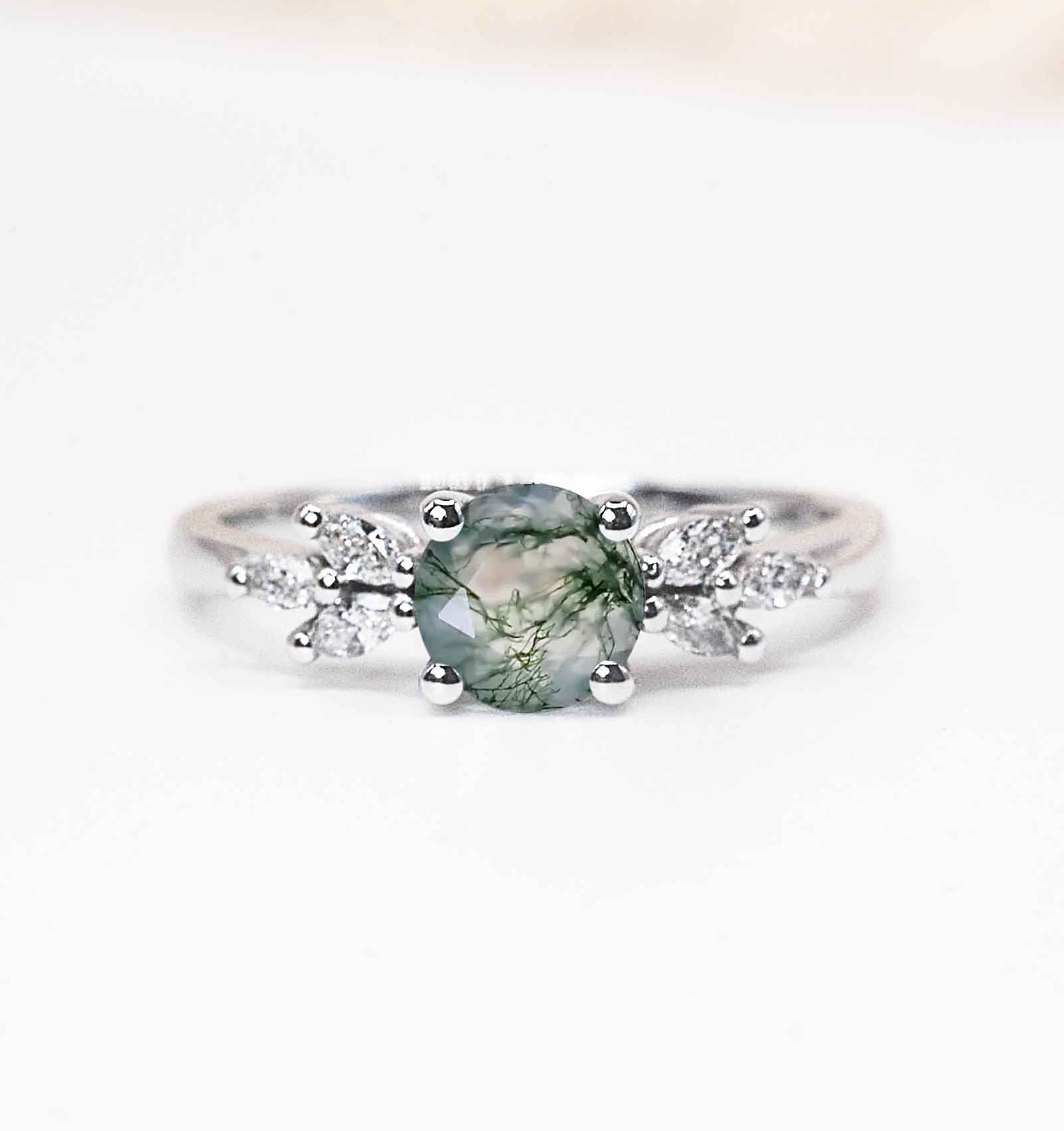 moss agate dainty ring