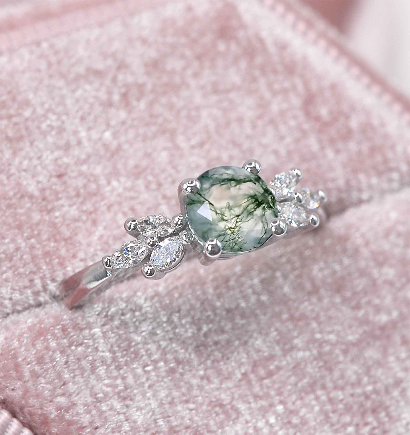 moss agate dainty ring