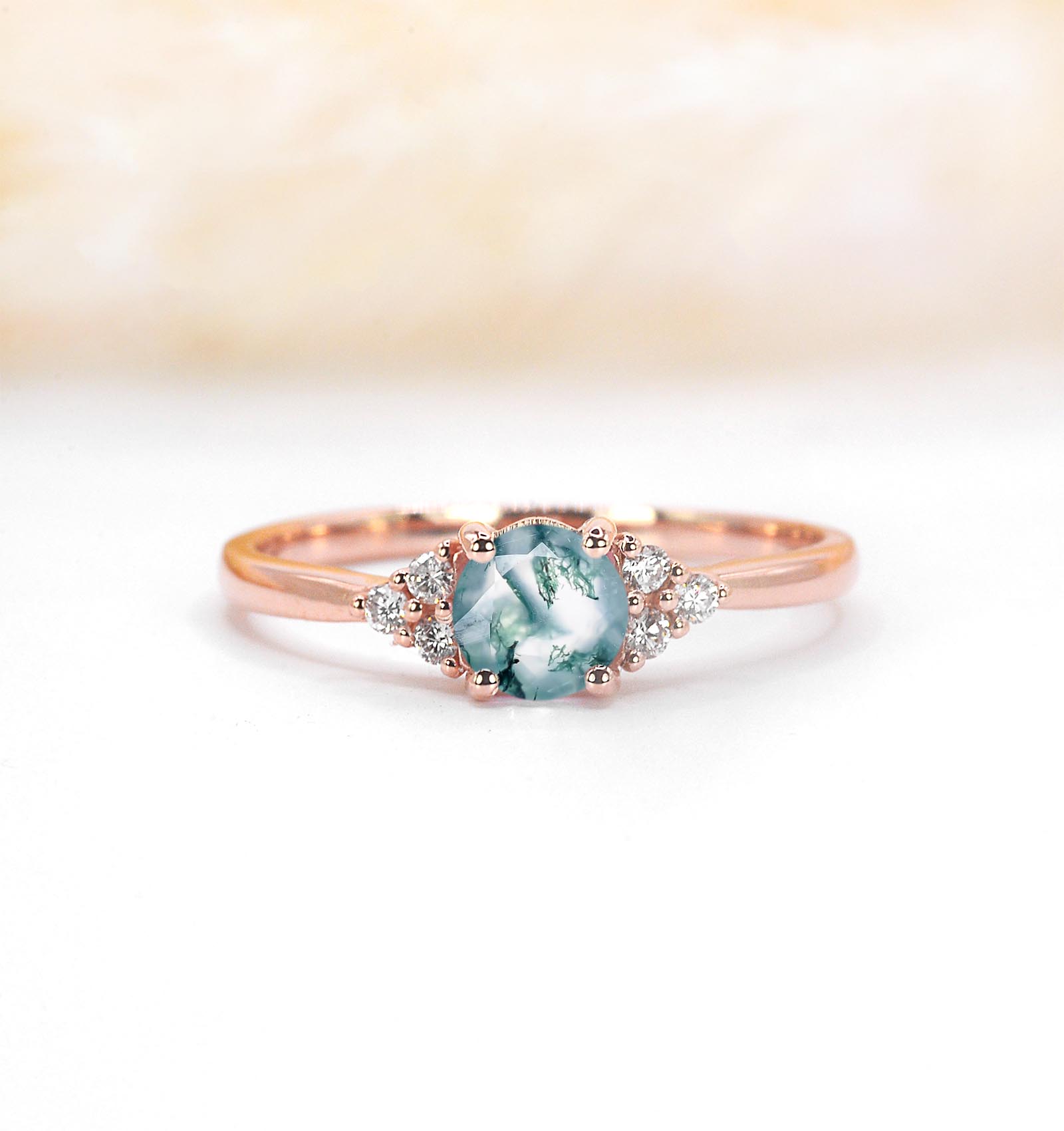 natural moss agate ring