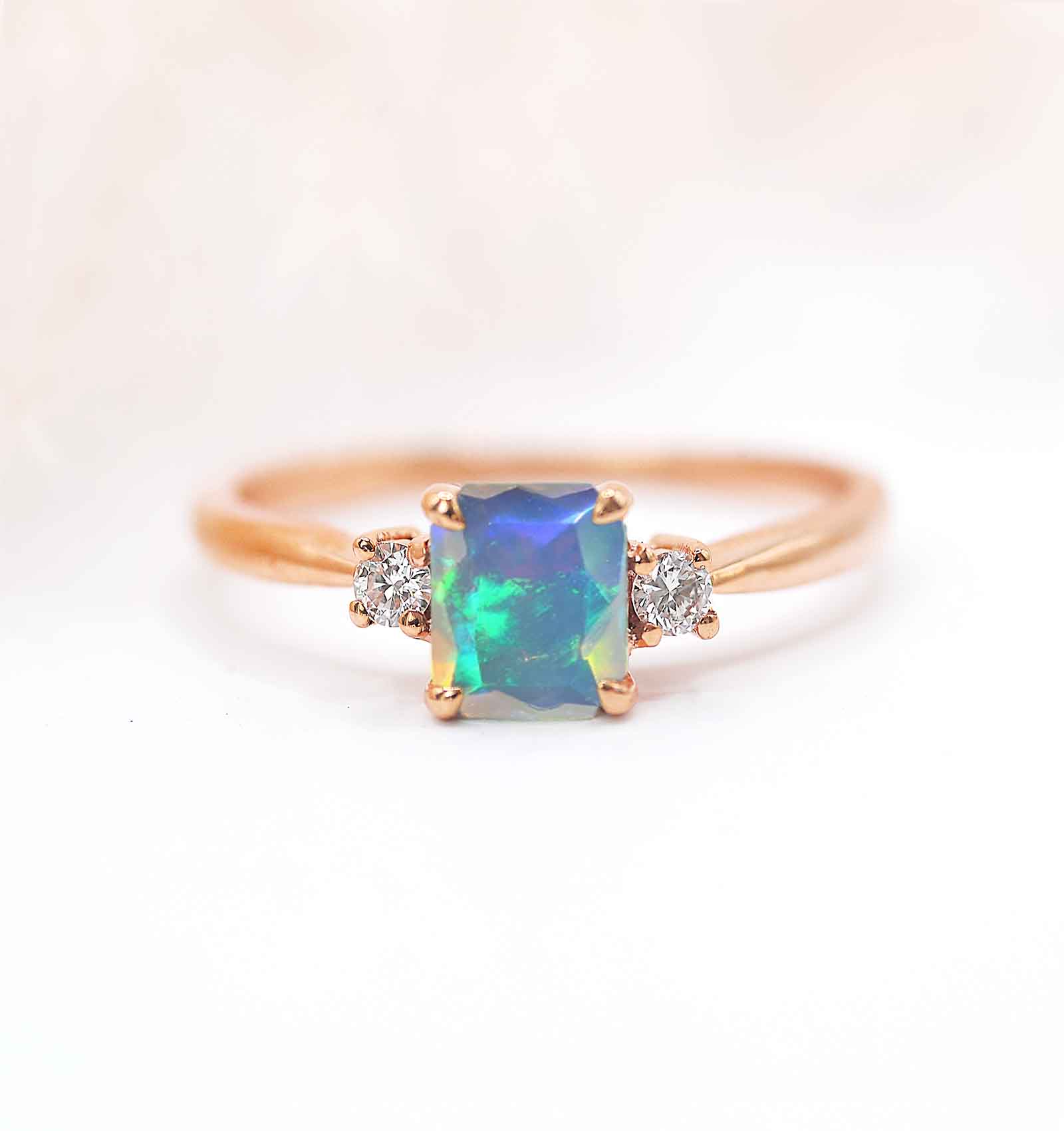 opal three stones ring
