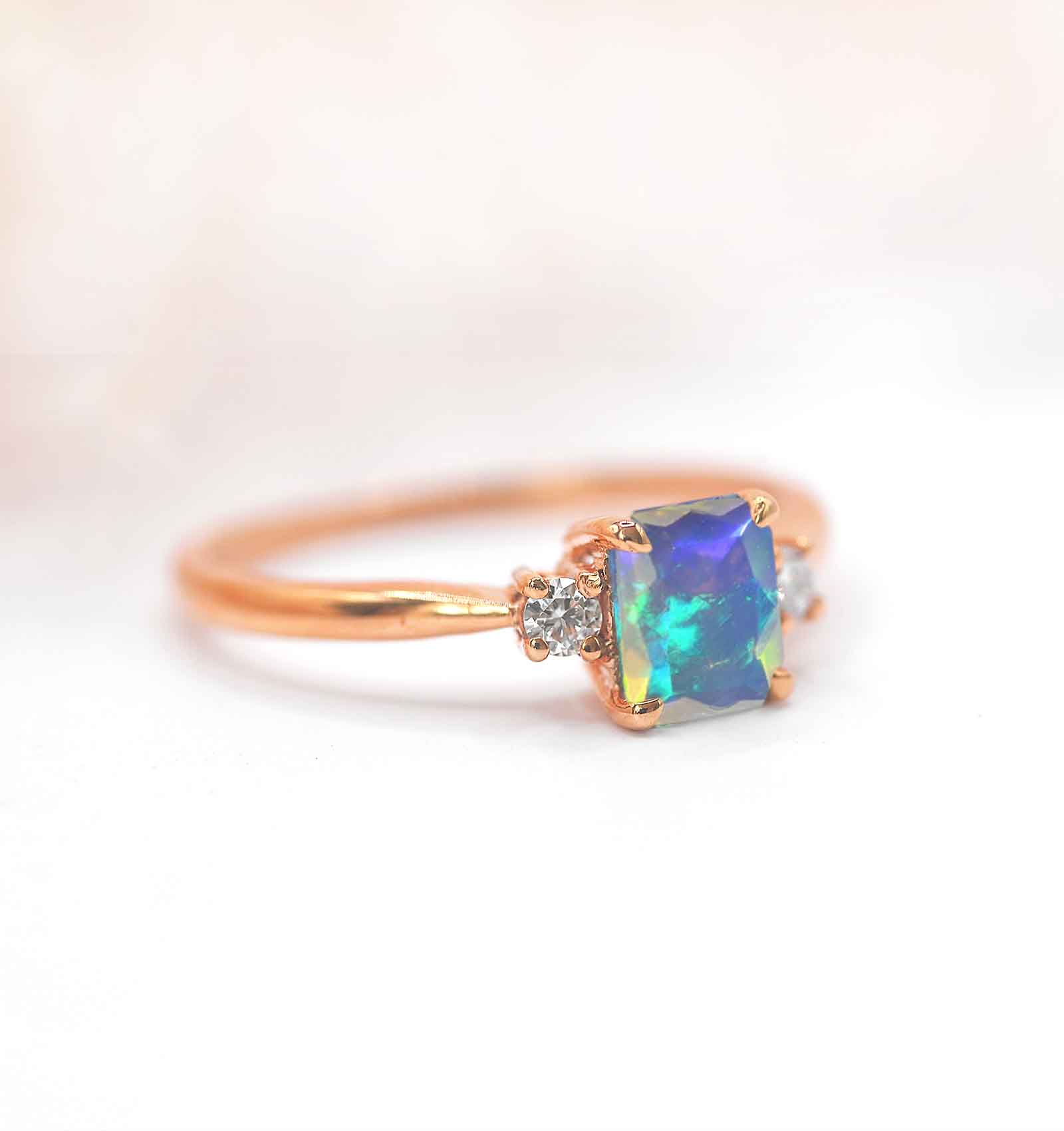 opal three stones ring