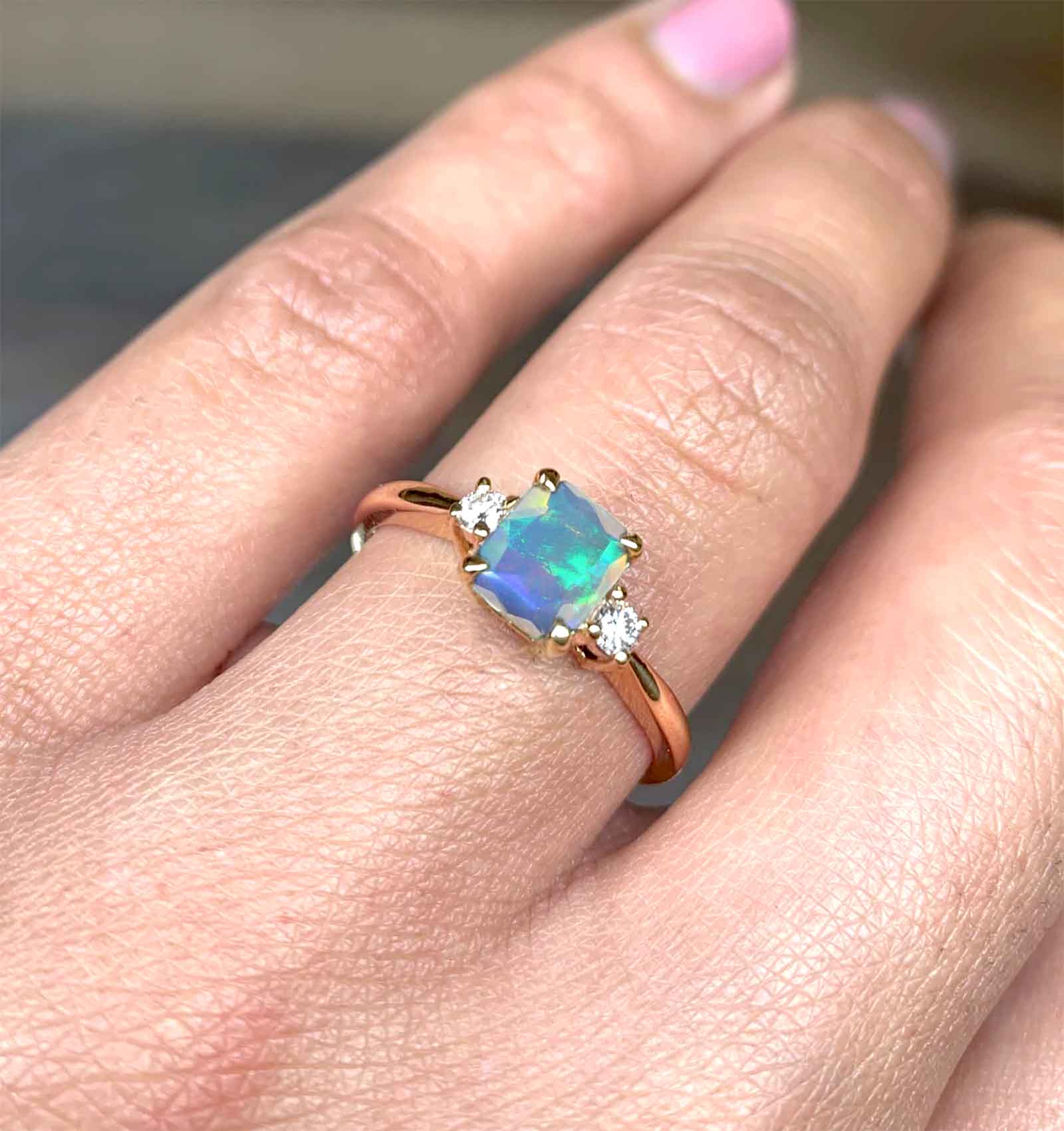opal three stones ring