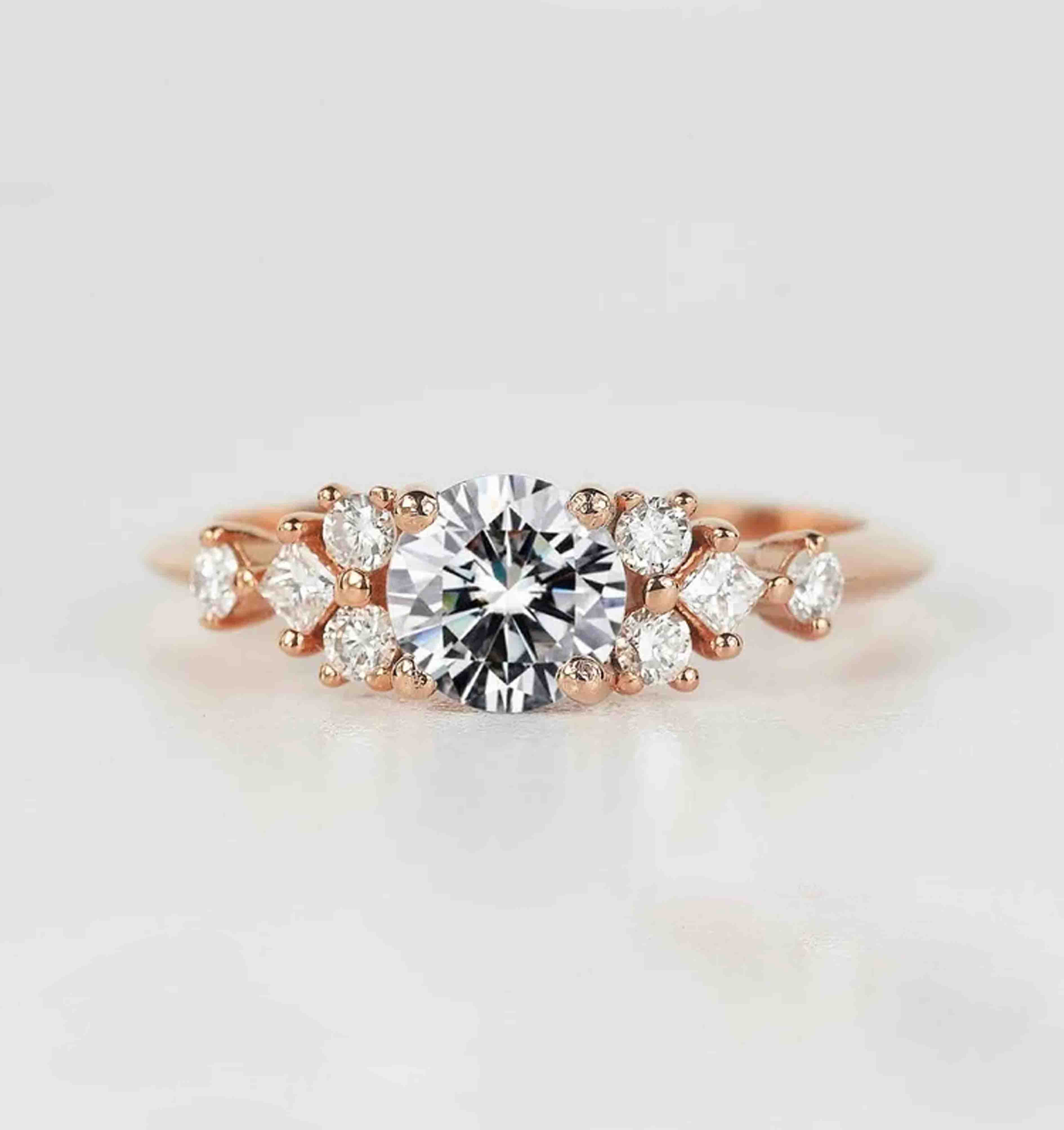 white moissanite art deco