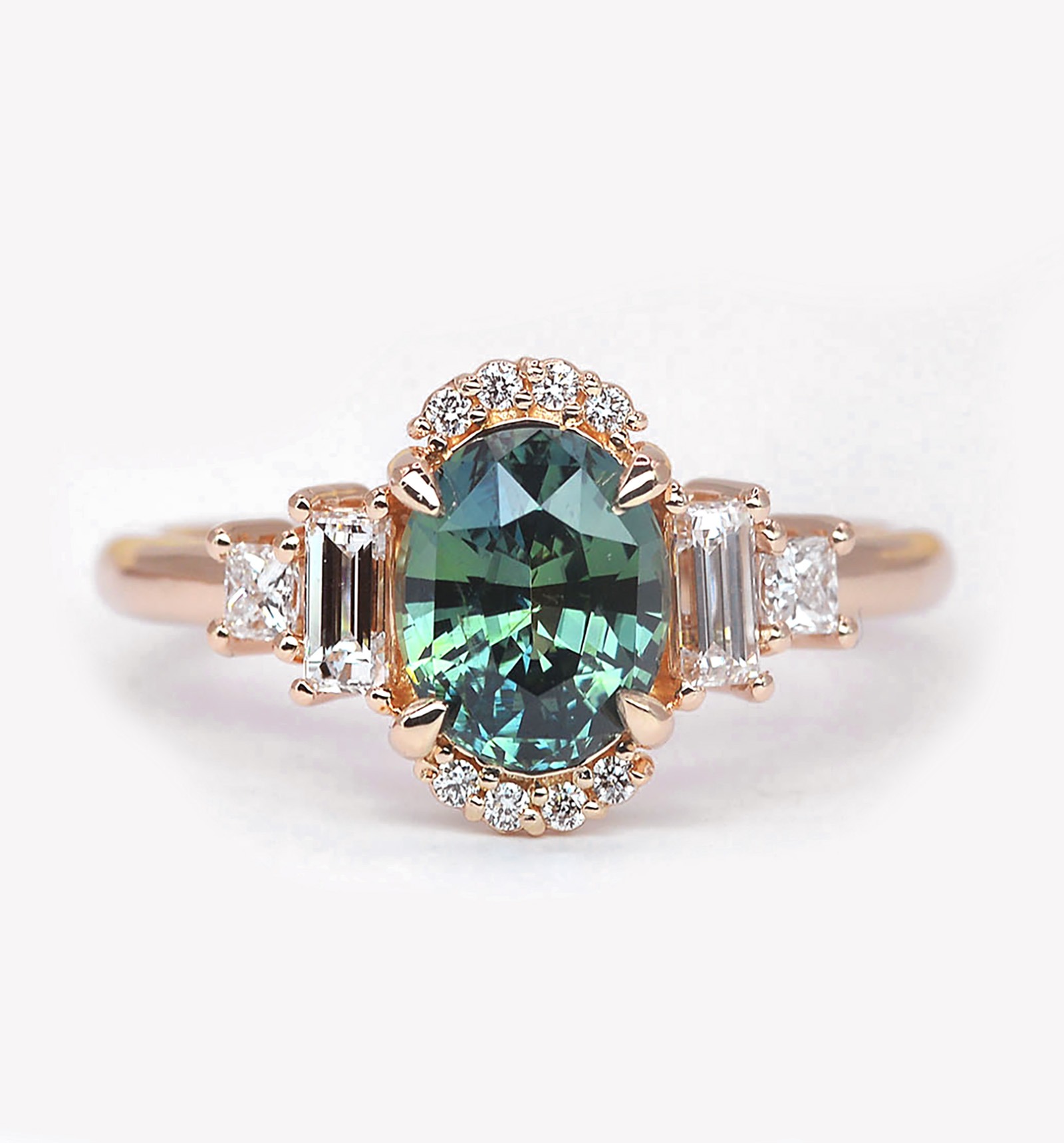 natural teal sapphire engagement ring oval cut