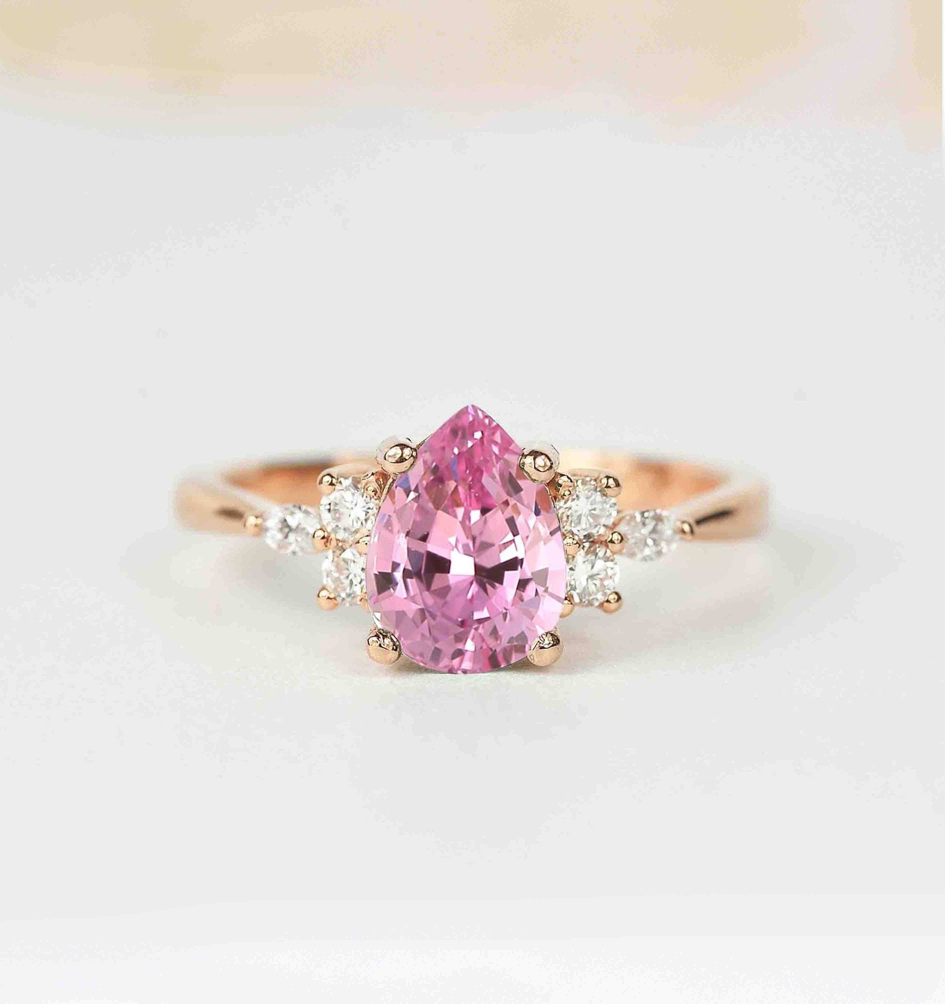 light pink sapphire dainty bridal ring