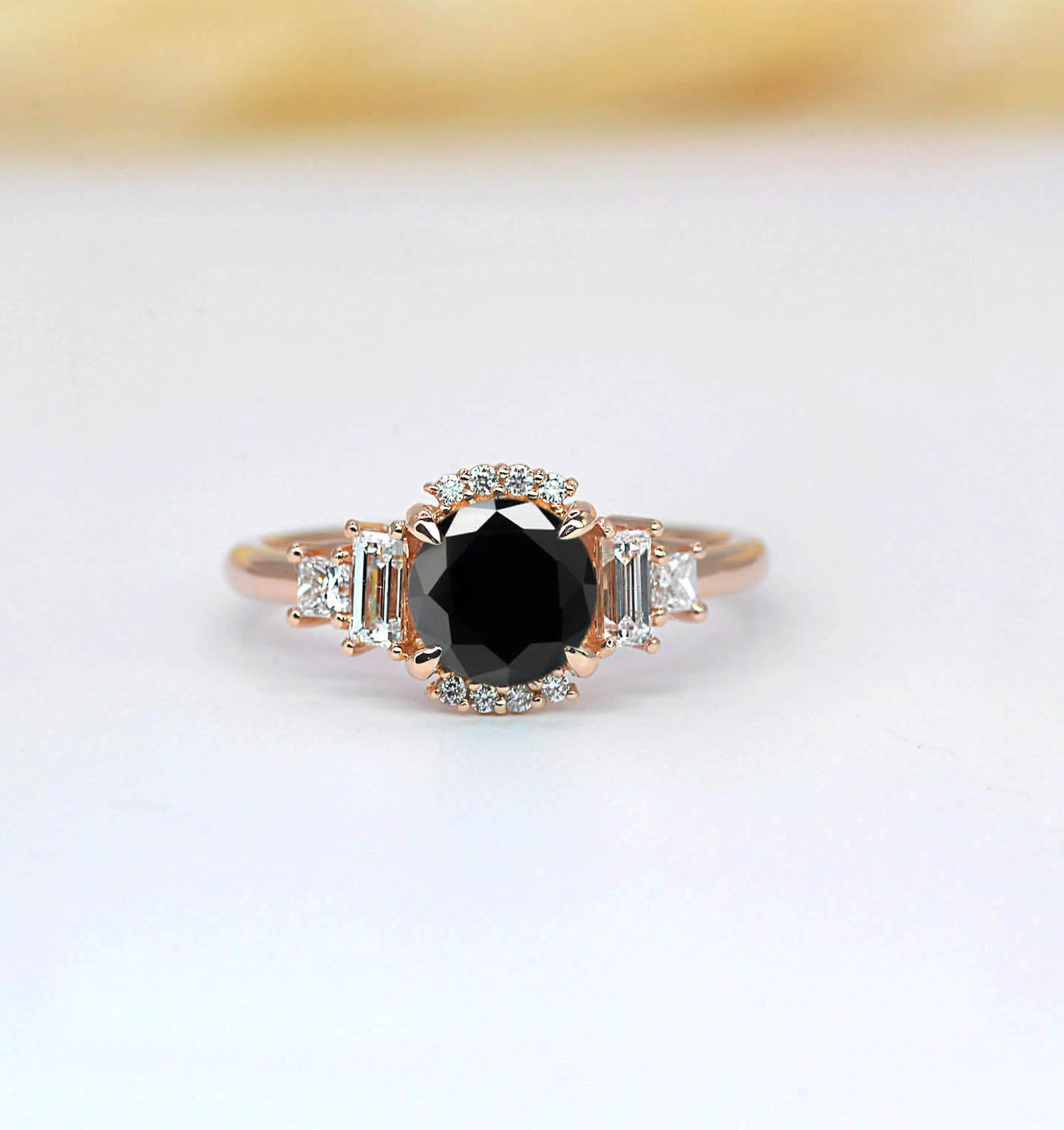 black diamond high art deco ring