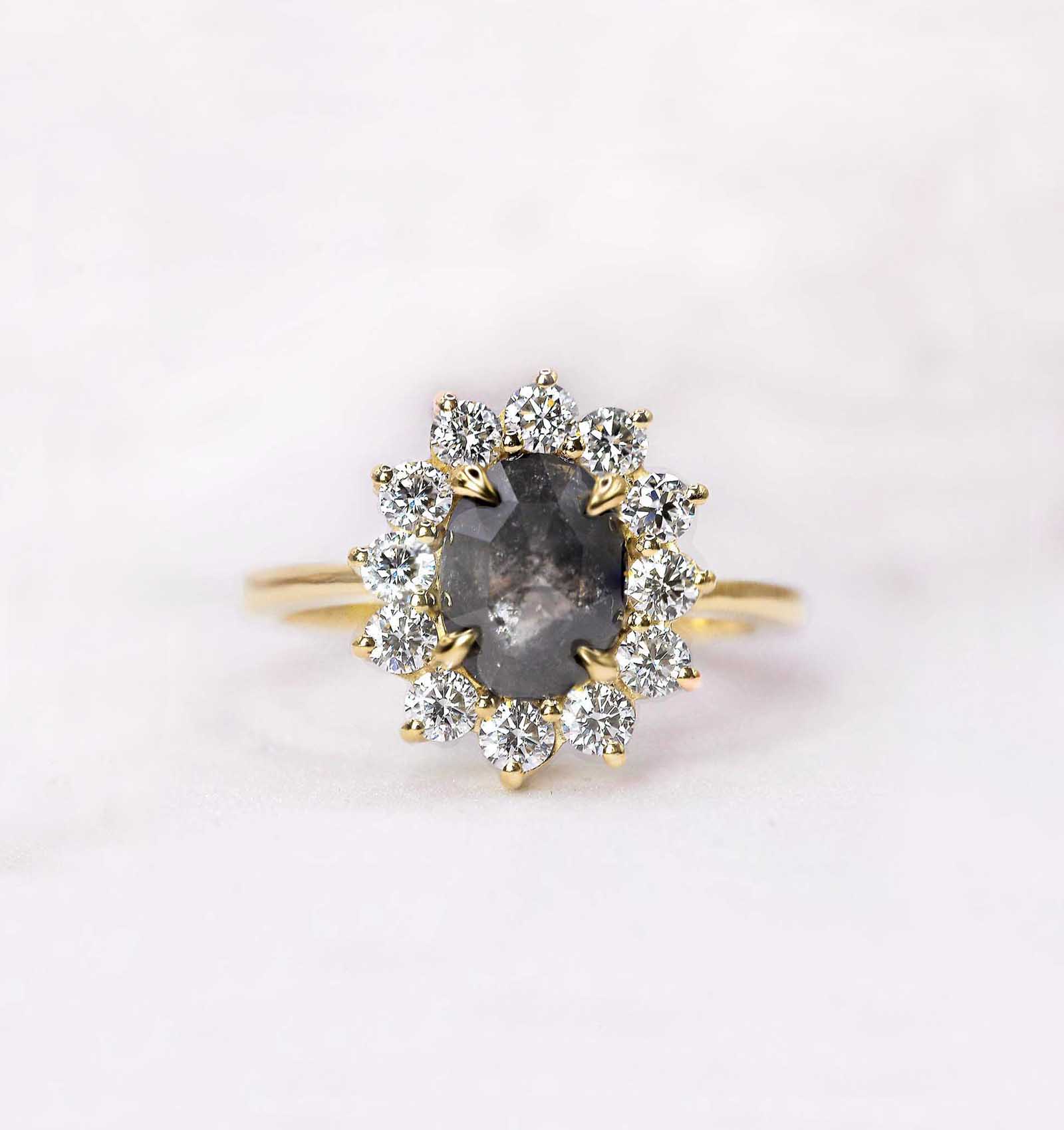 halo gray diamond ring