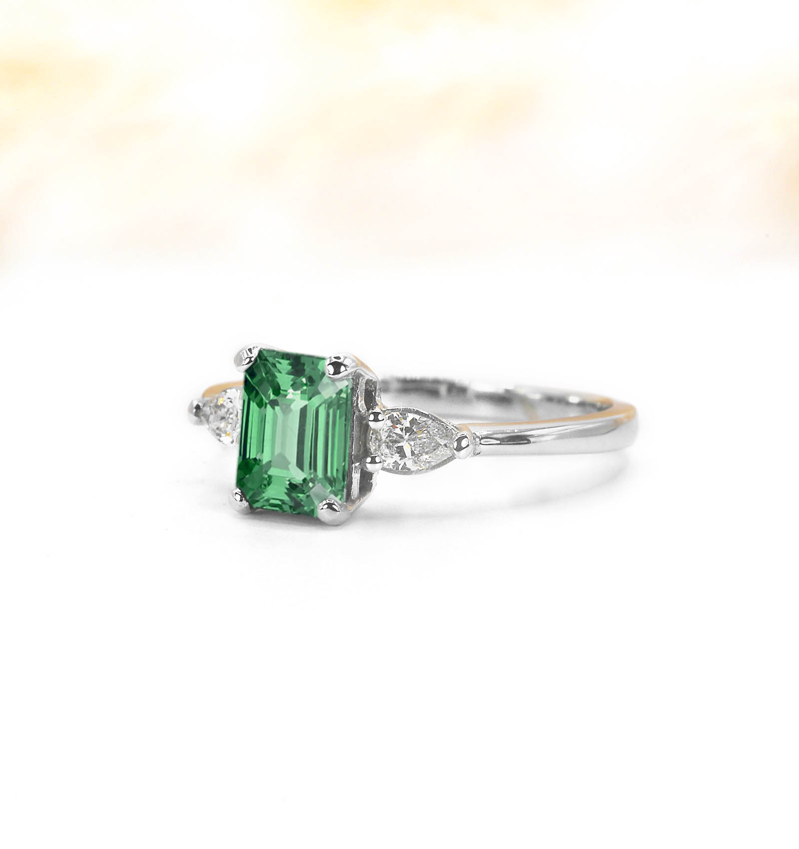 mint green sapphire bridal ring