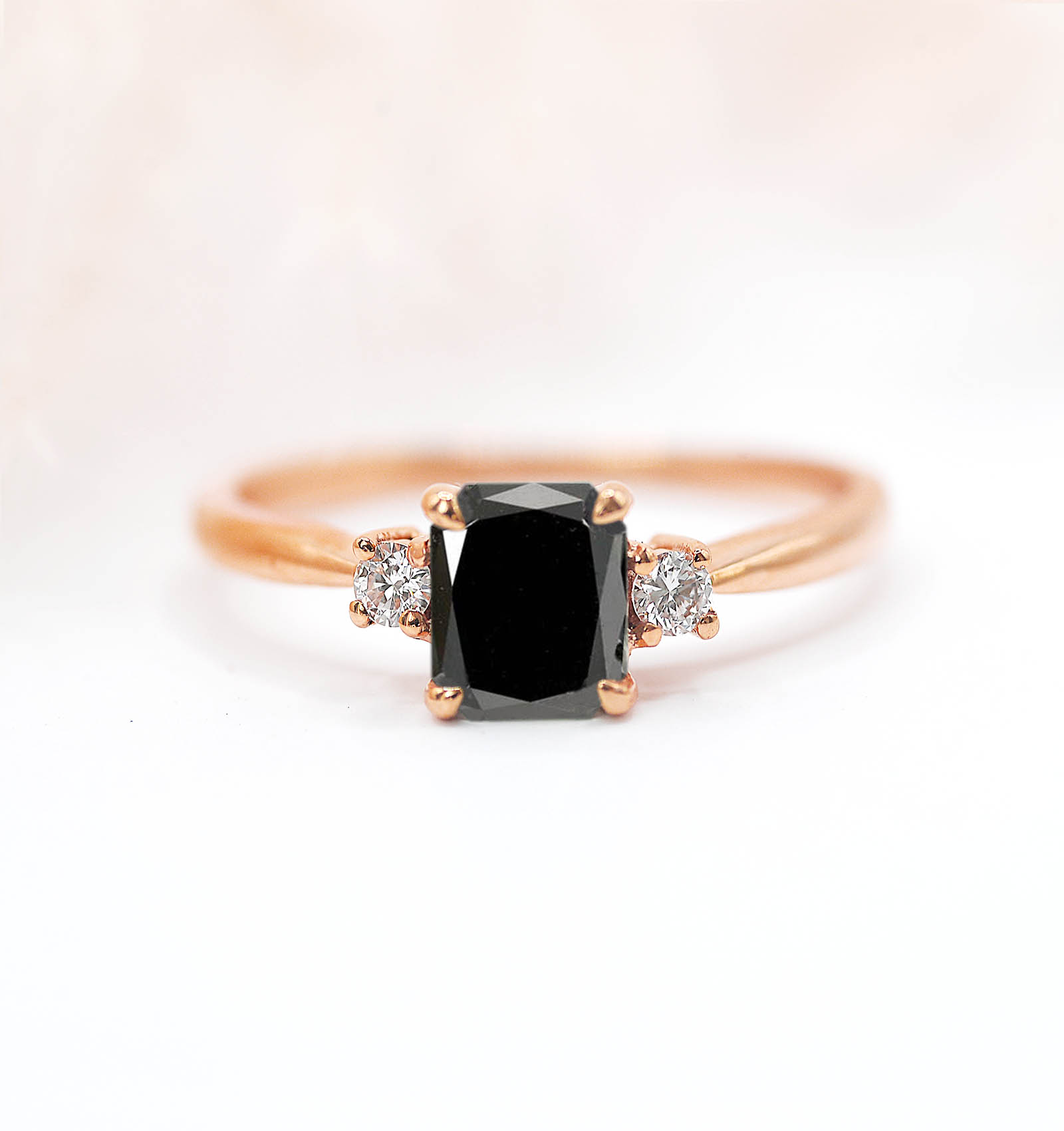 radiant black diamond ring
