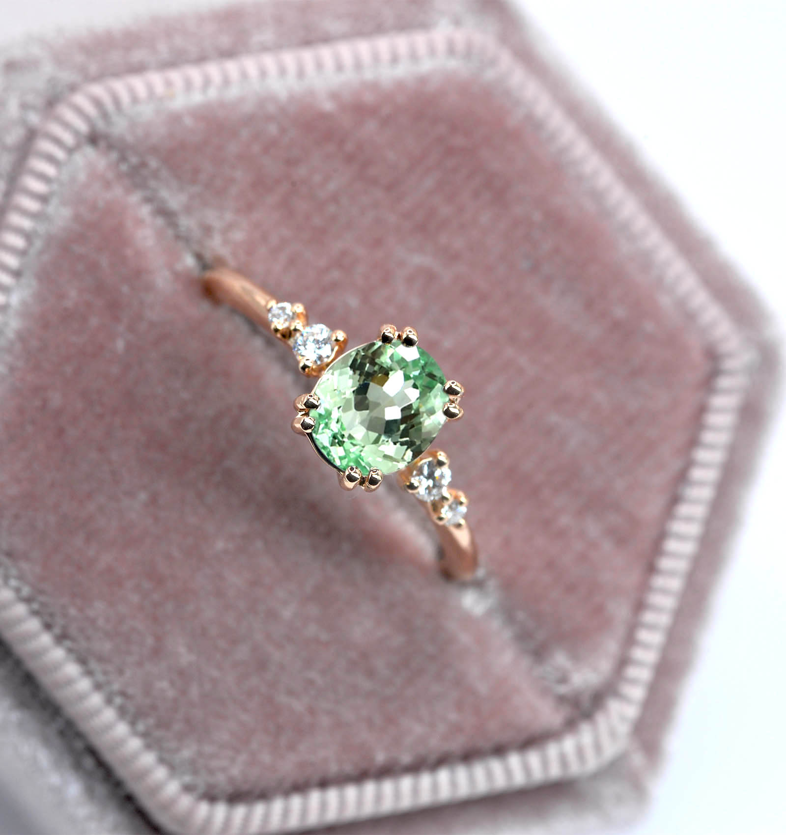 mint green engagement anniversary ring