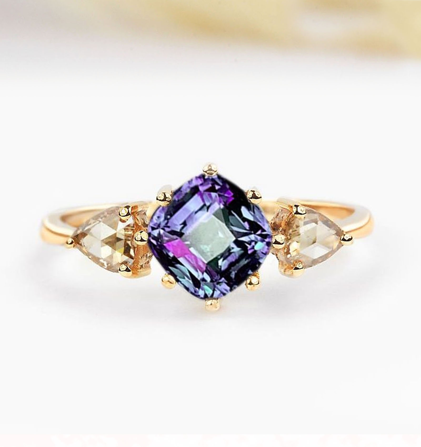 1.5ct alexandrite diamond rose gold engagement ring