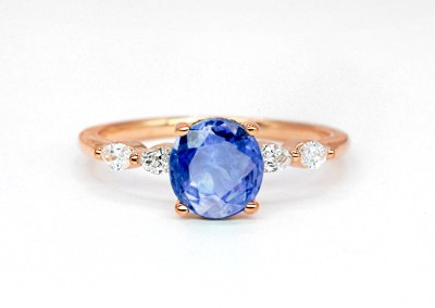 6mm blue sapphire vintage ring