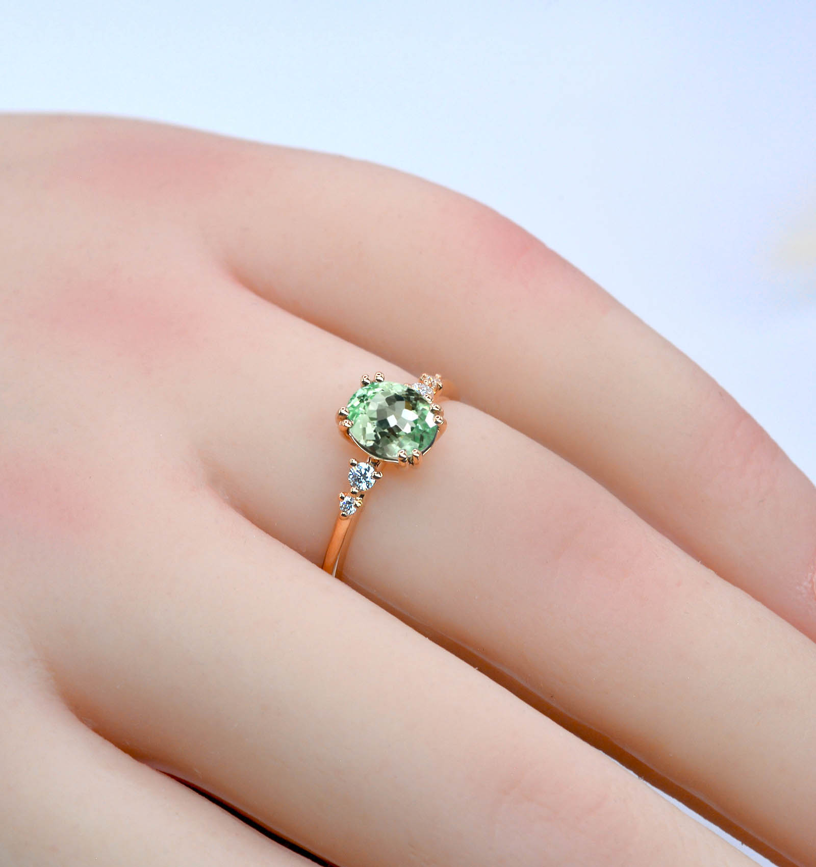 mint green engagement anniversary ring