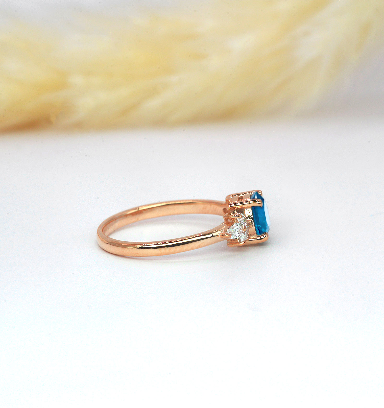 round aquamarine celebrity dainty ring
