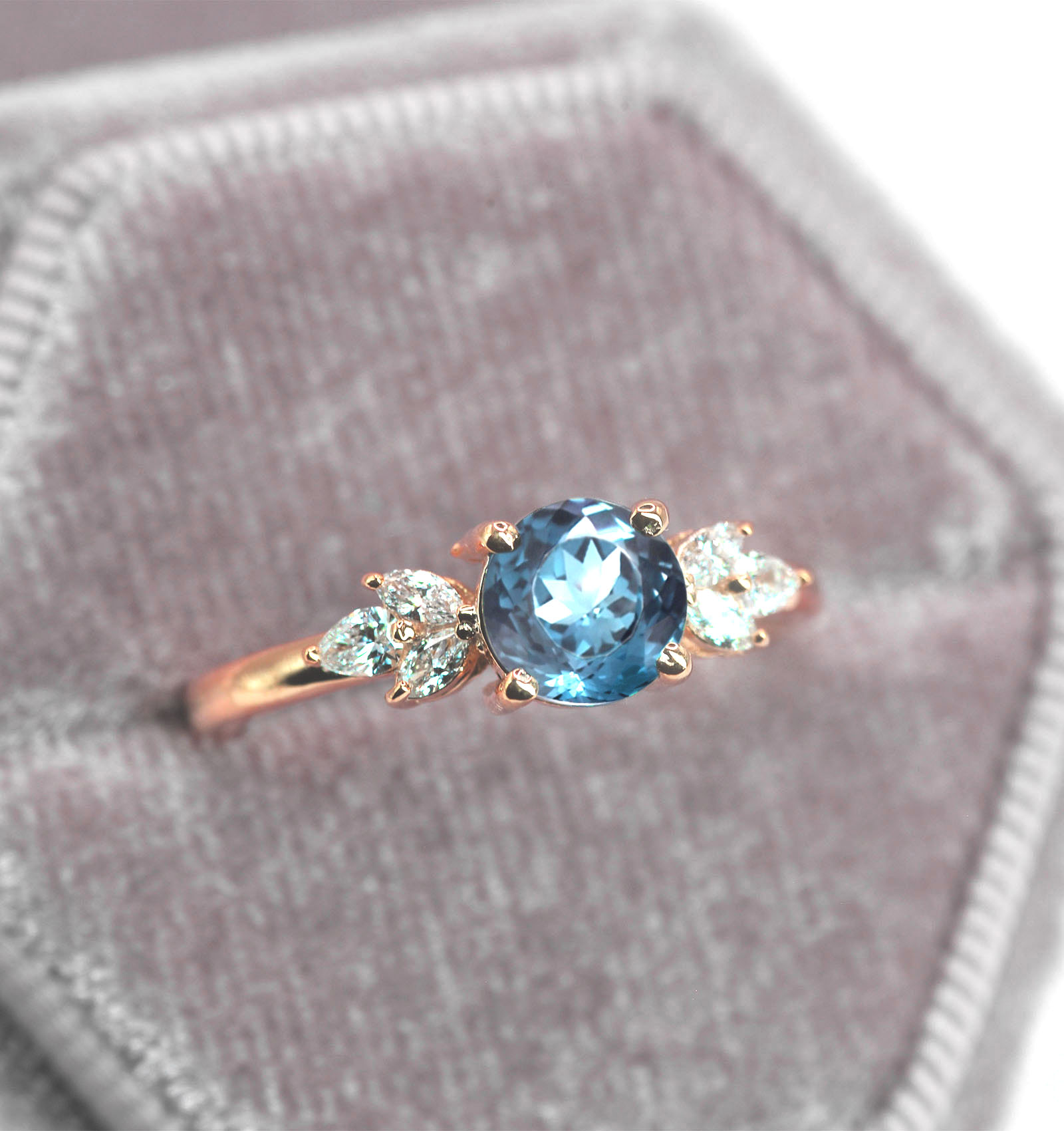 round aquamarine celebrity dainty ring