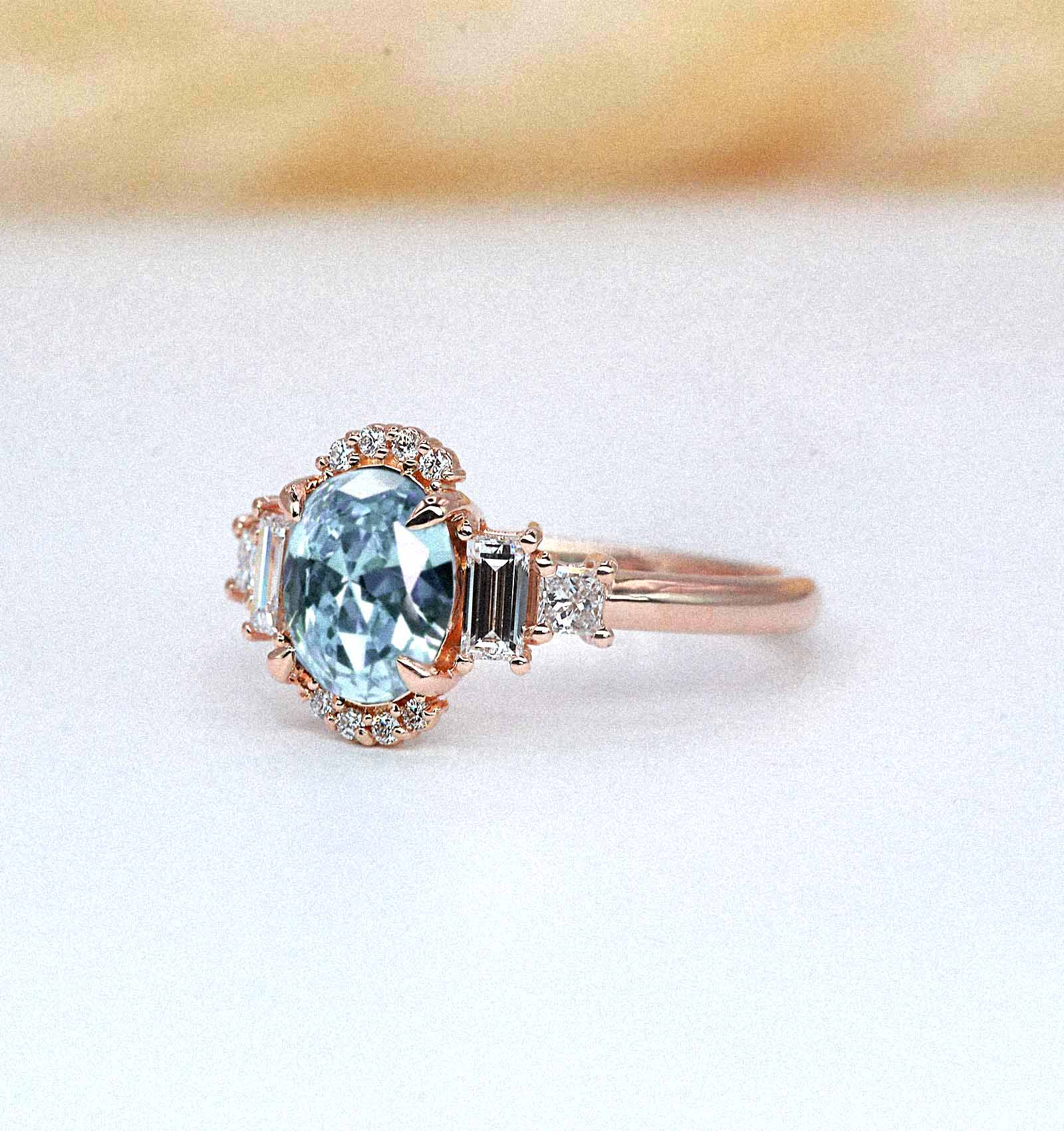 aquamarine anniversary cluster ring
