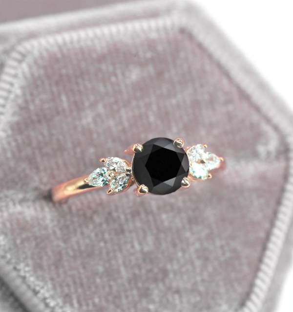 black diamond vintage cluster ring