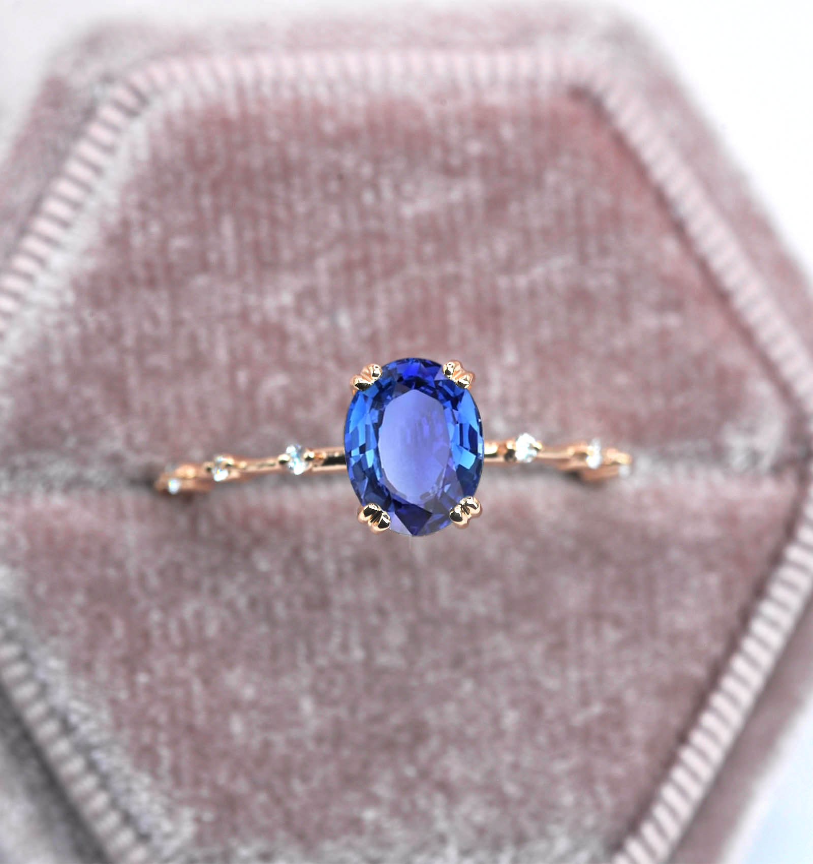 Ceylon blue sapphire engagement ring