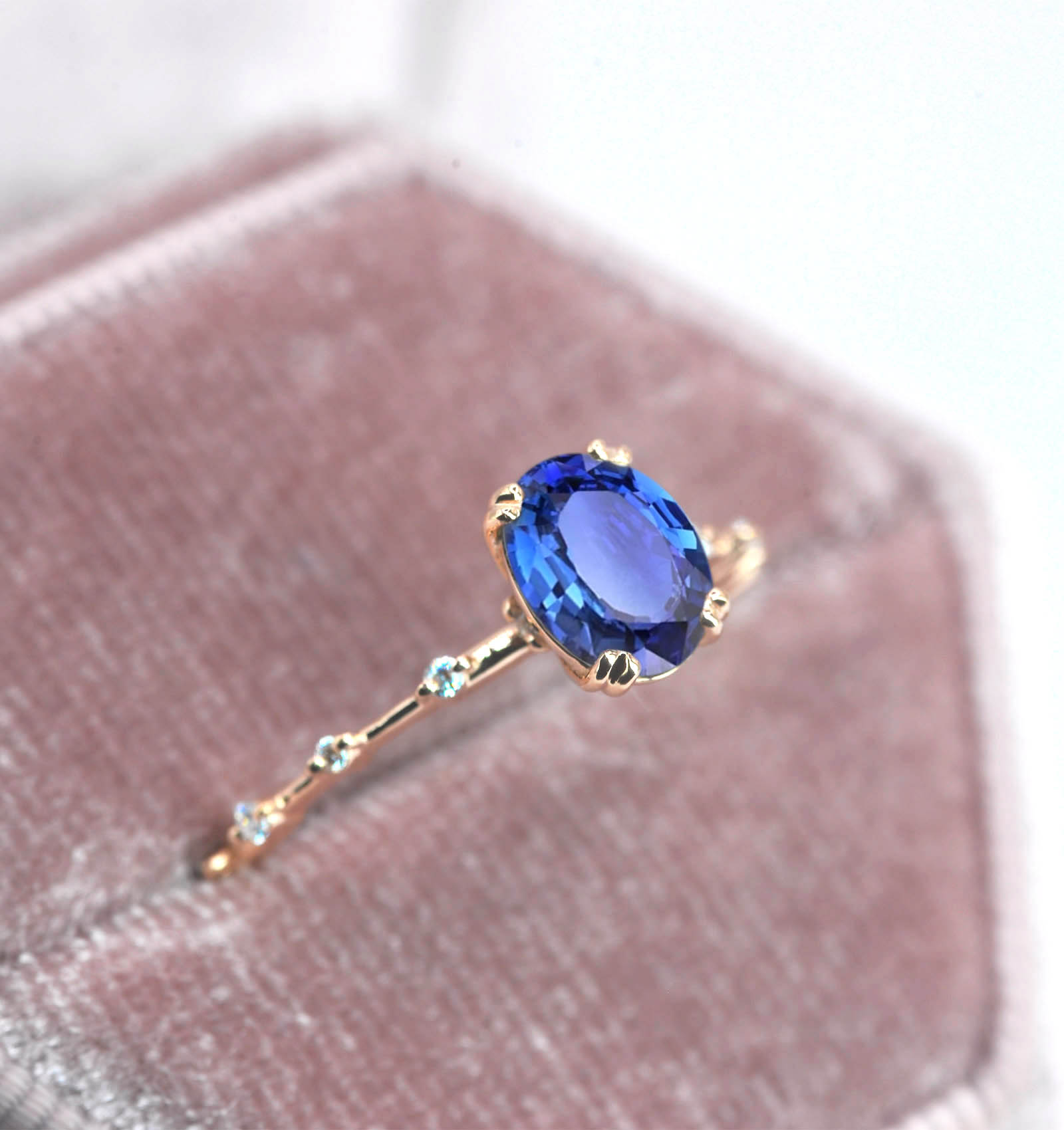 Ceylon blue sapphire engagement ring