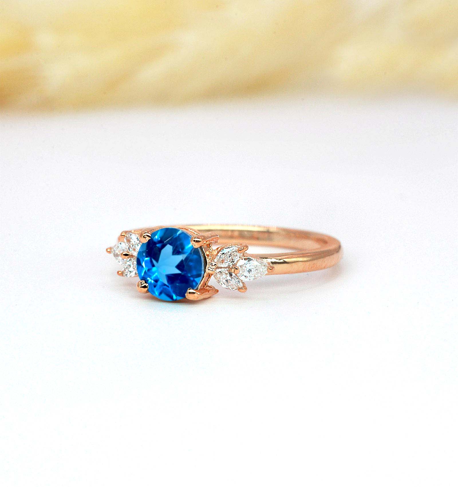 blue topaz dainty ring