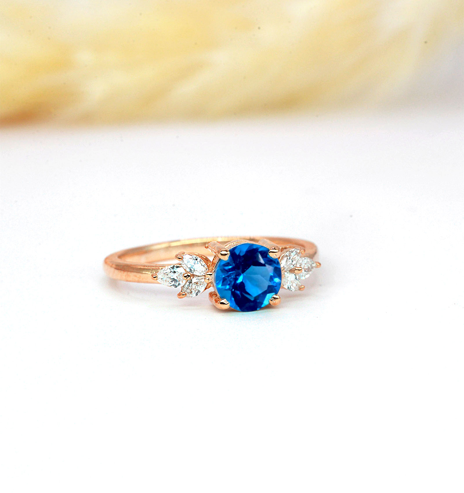 blue topaz dainty ring