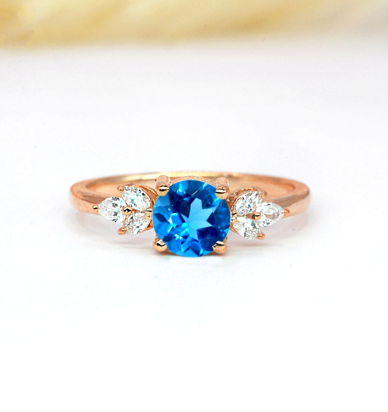 blue topaz dainty ring