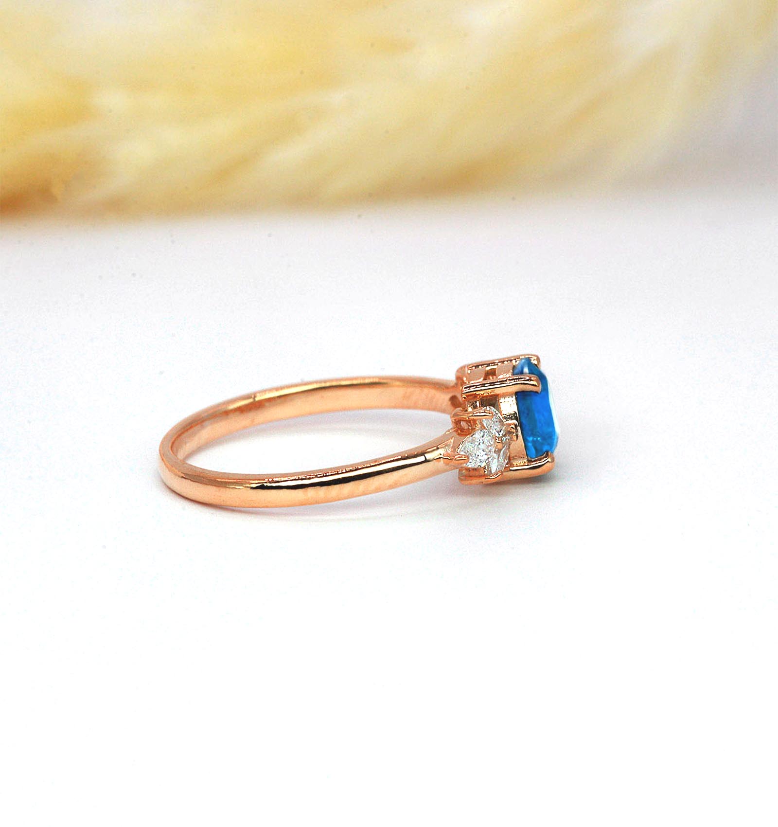 blue topaz dainty ring