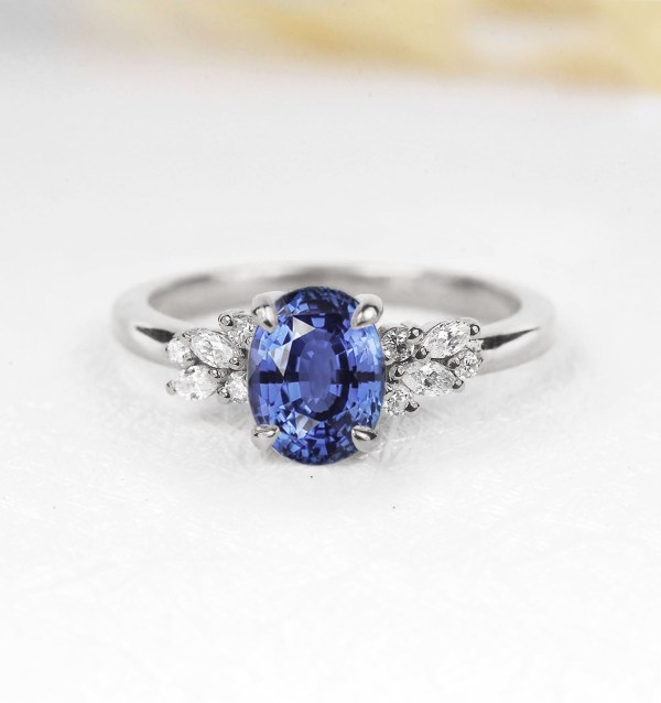 1.5ct Blue sapphire diamond rose gold engagement ring
