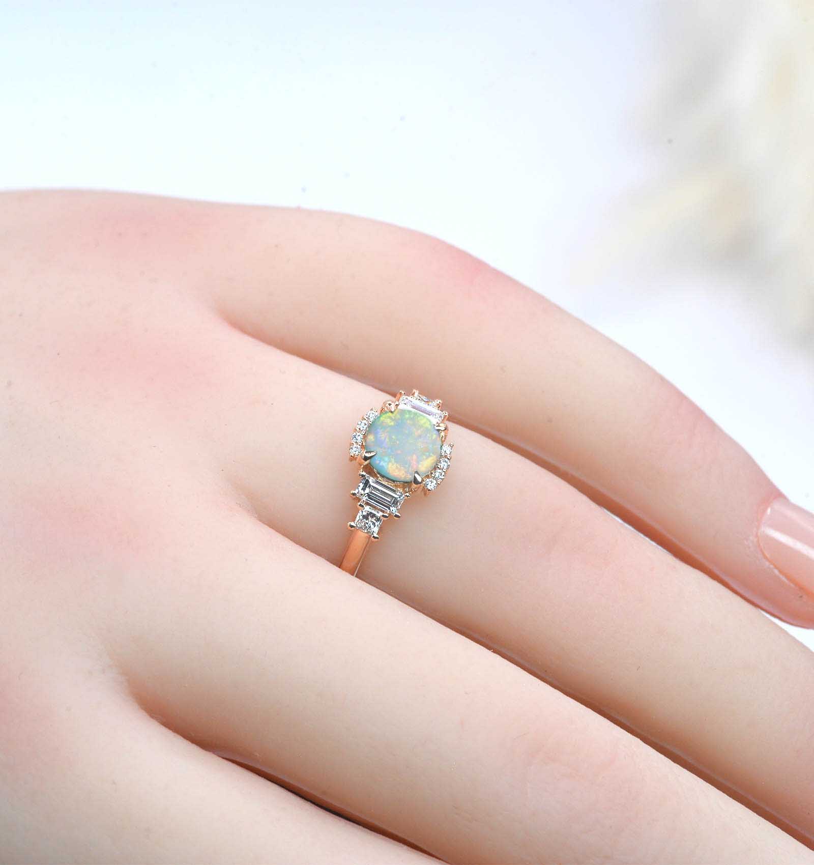 opal classic cluster engagement ring