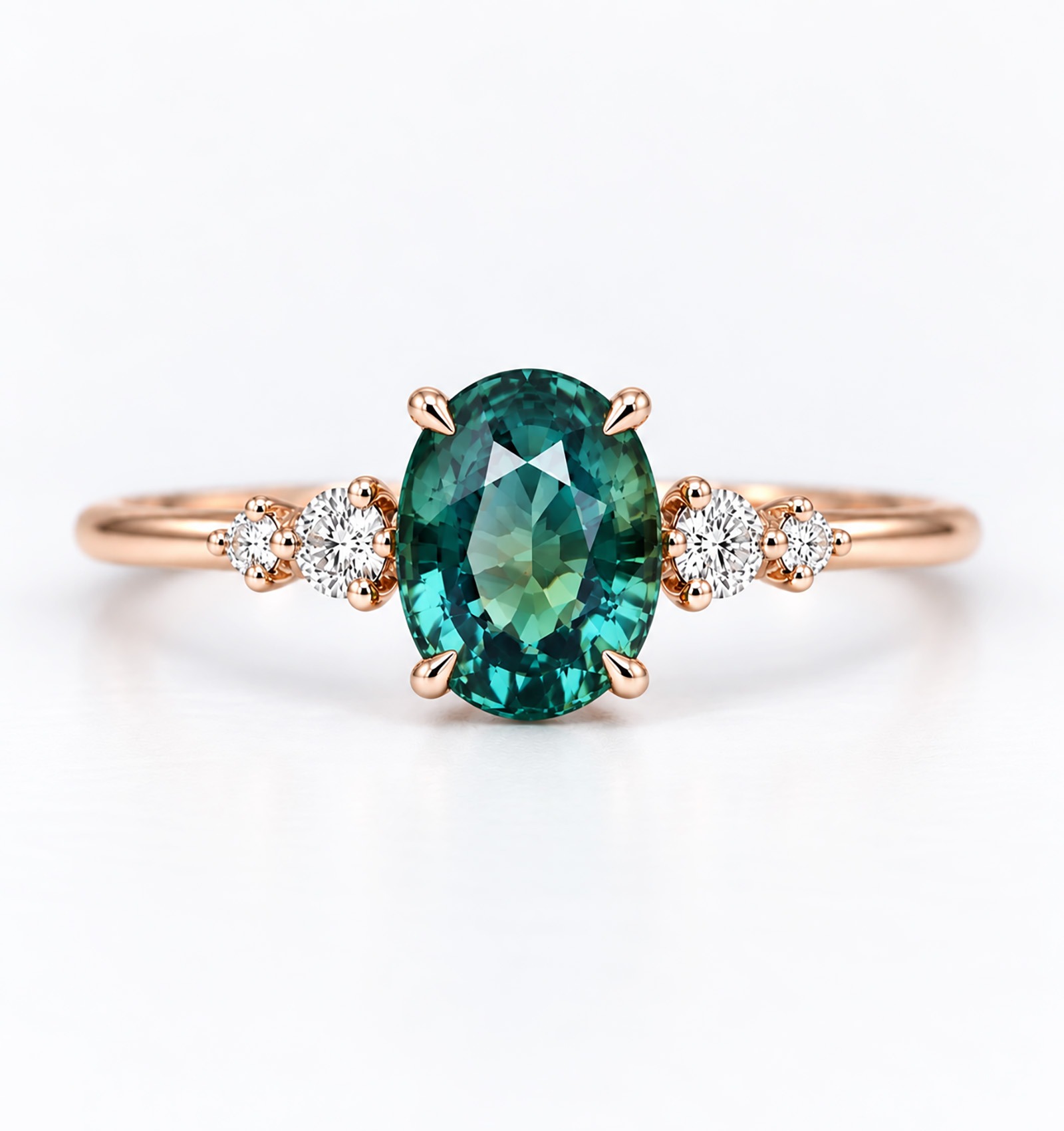 deep green teal sapphire engagement ring