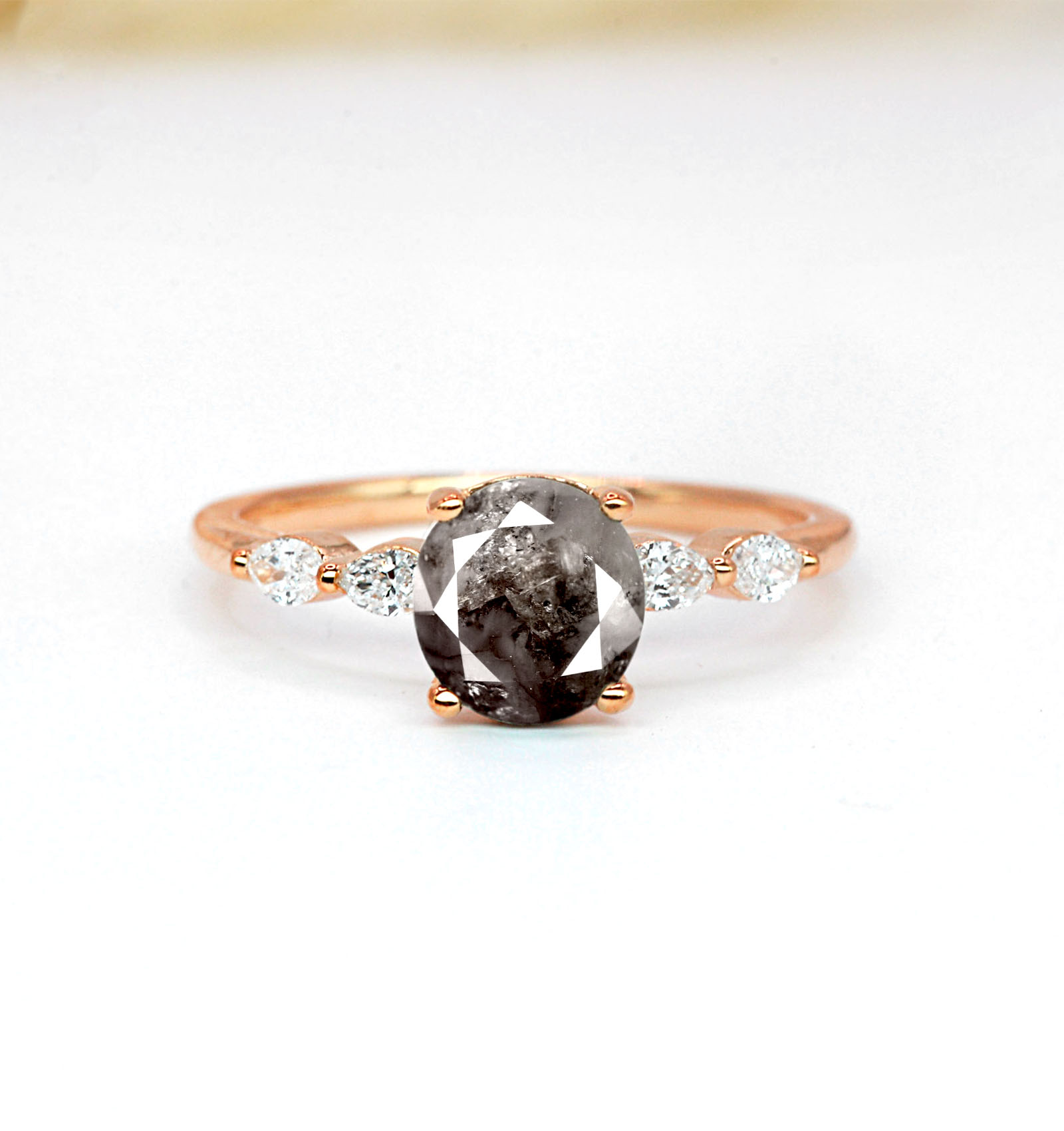 rustic grey diamond anniversary ring