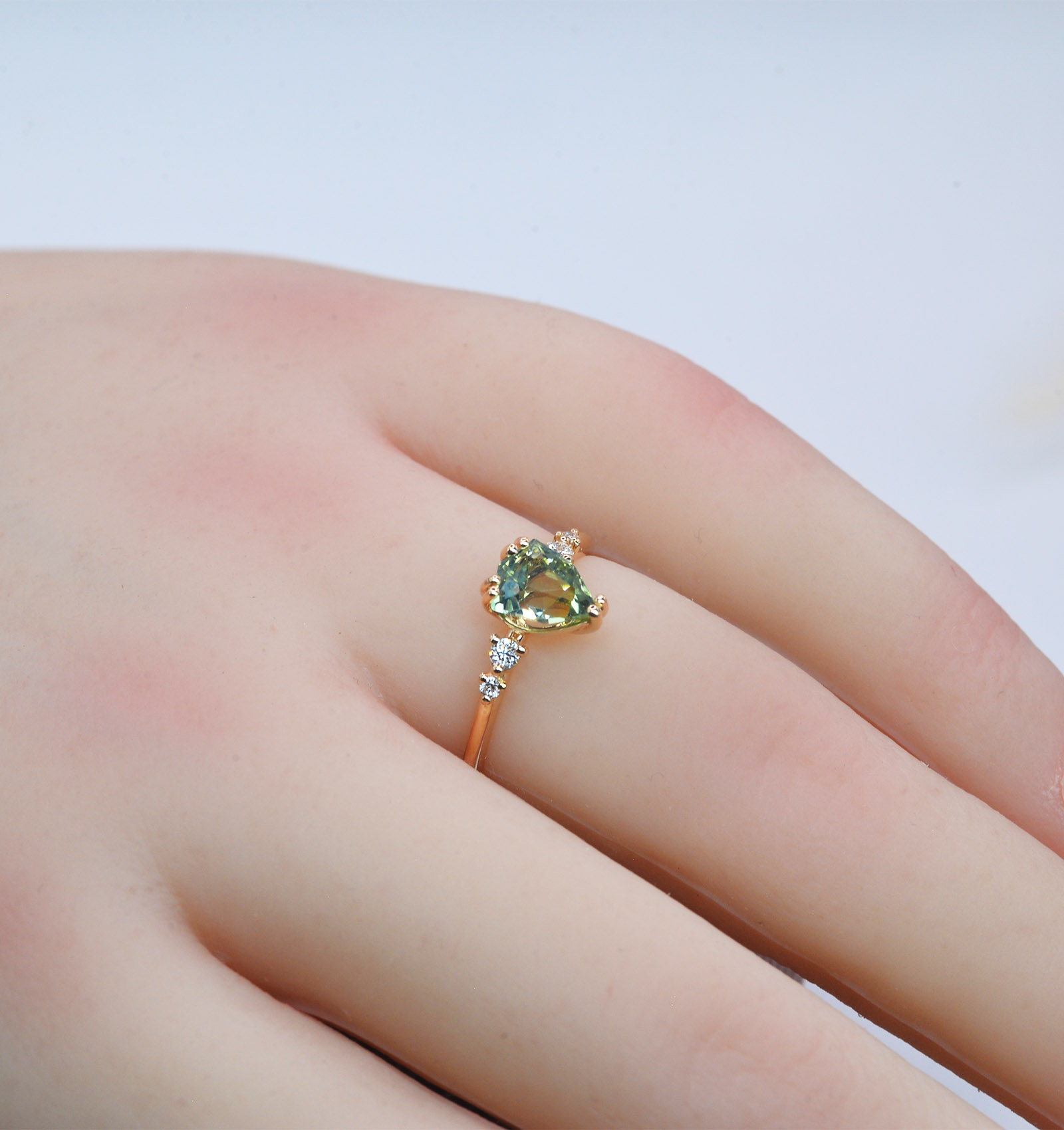 pear tsavorite dainty ring
