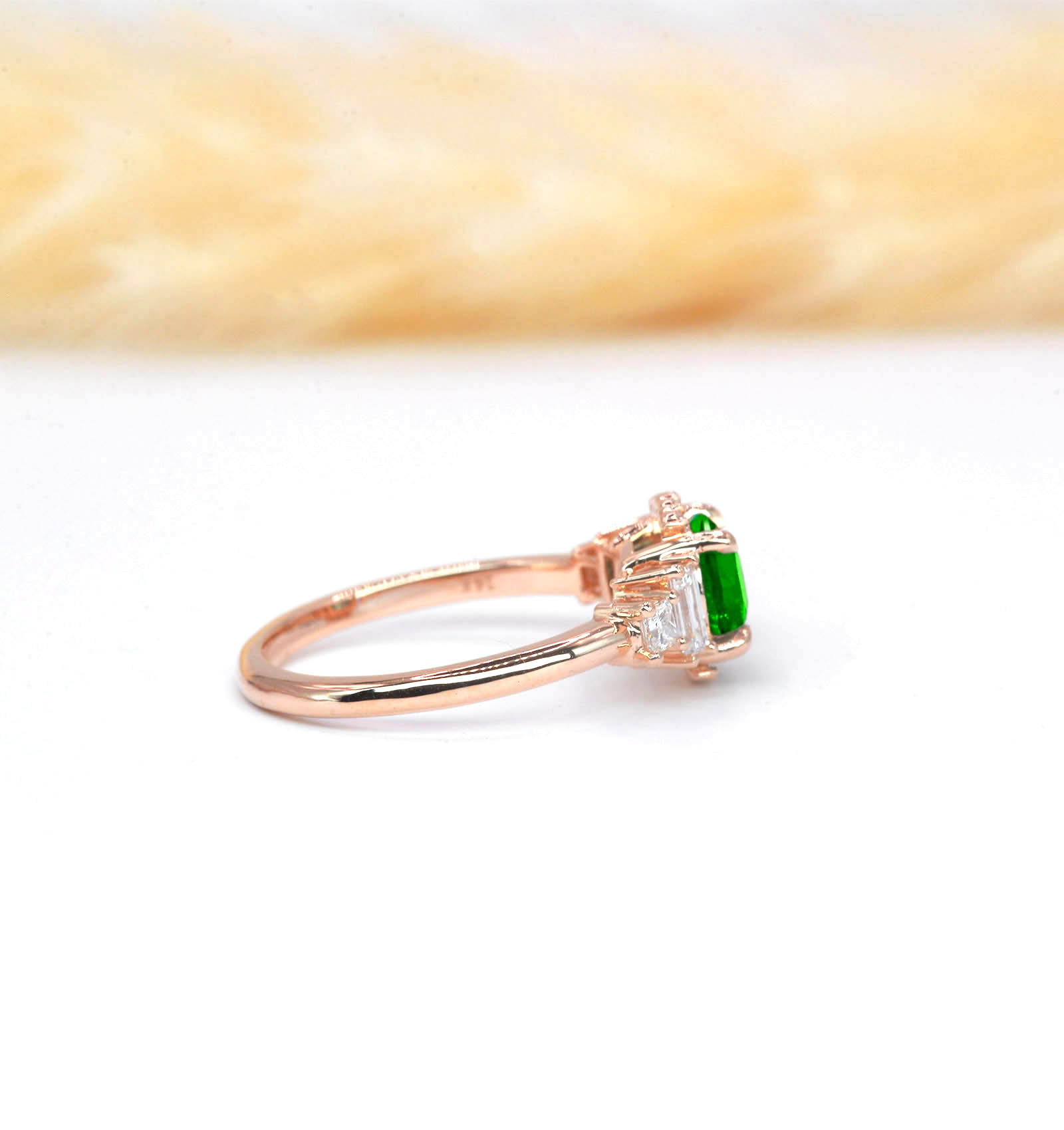 Tsavorite classic cluster engagement ring