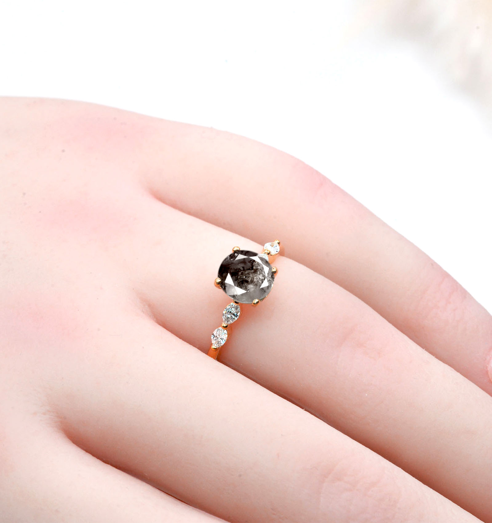 rustic grey diamond anniversary ring