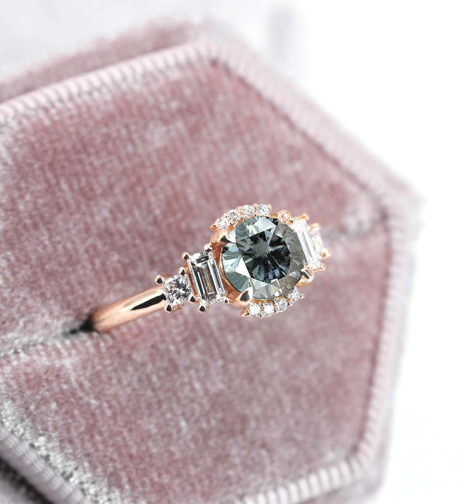 Grey Moissanite Vintage Cluster Ring - Image 6