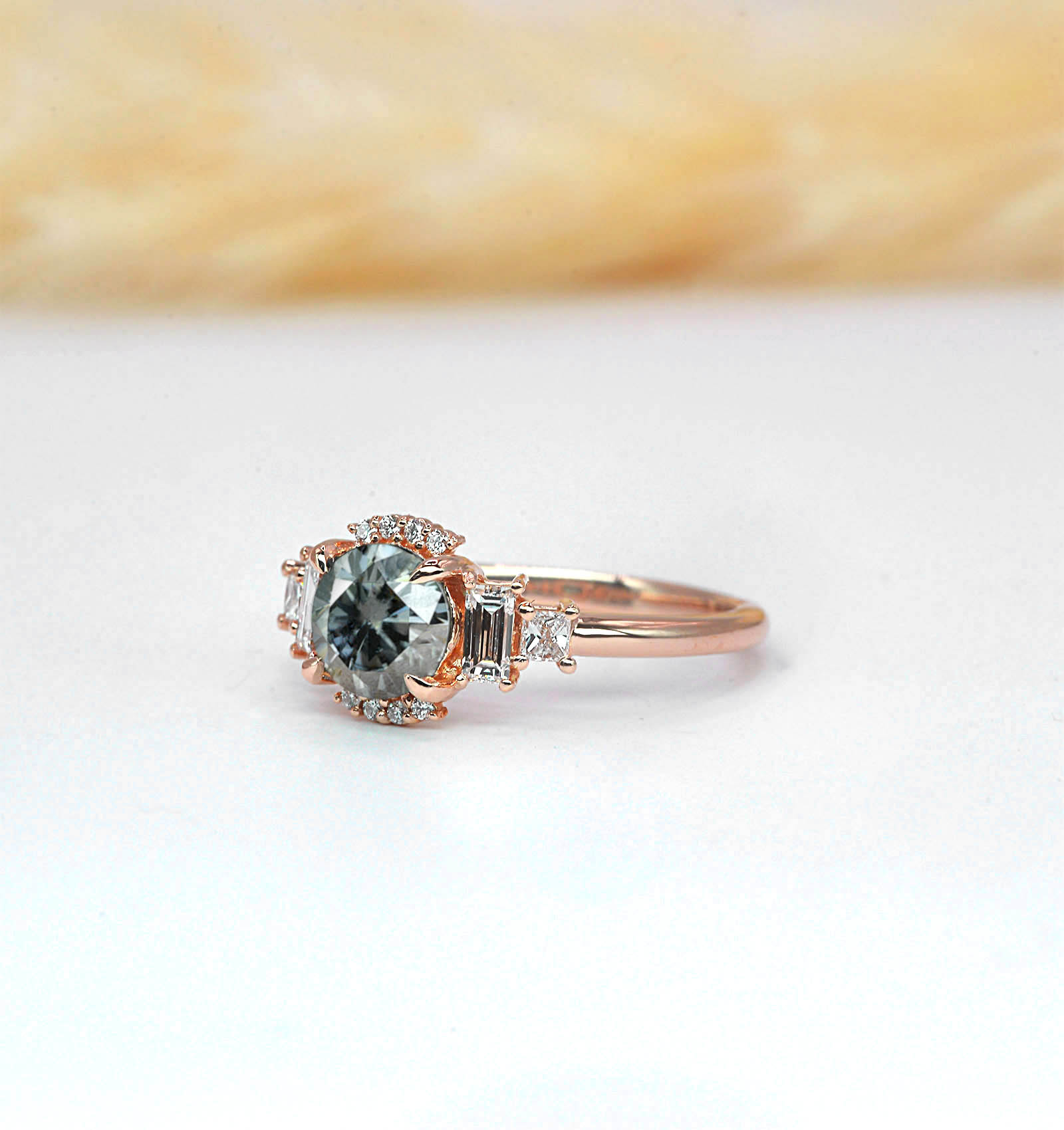 Grey Moissanite Vintage Cluster Ring - Image 4