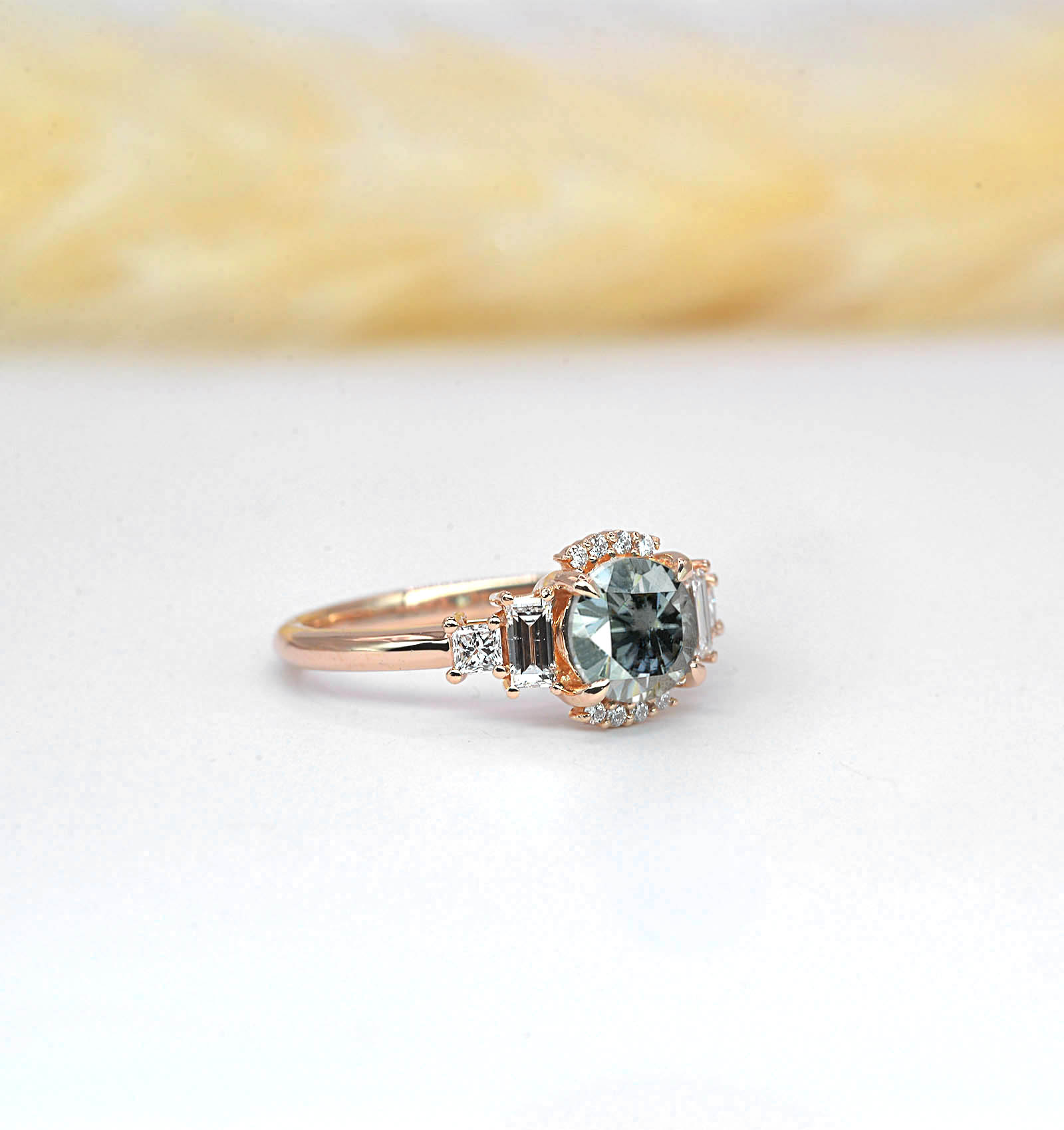 Grey Moissanite Vintage Cluster Ring - Image 5