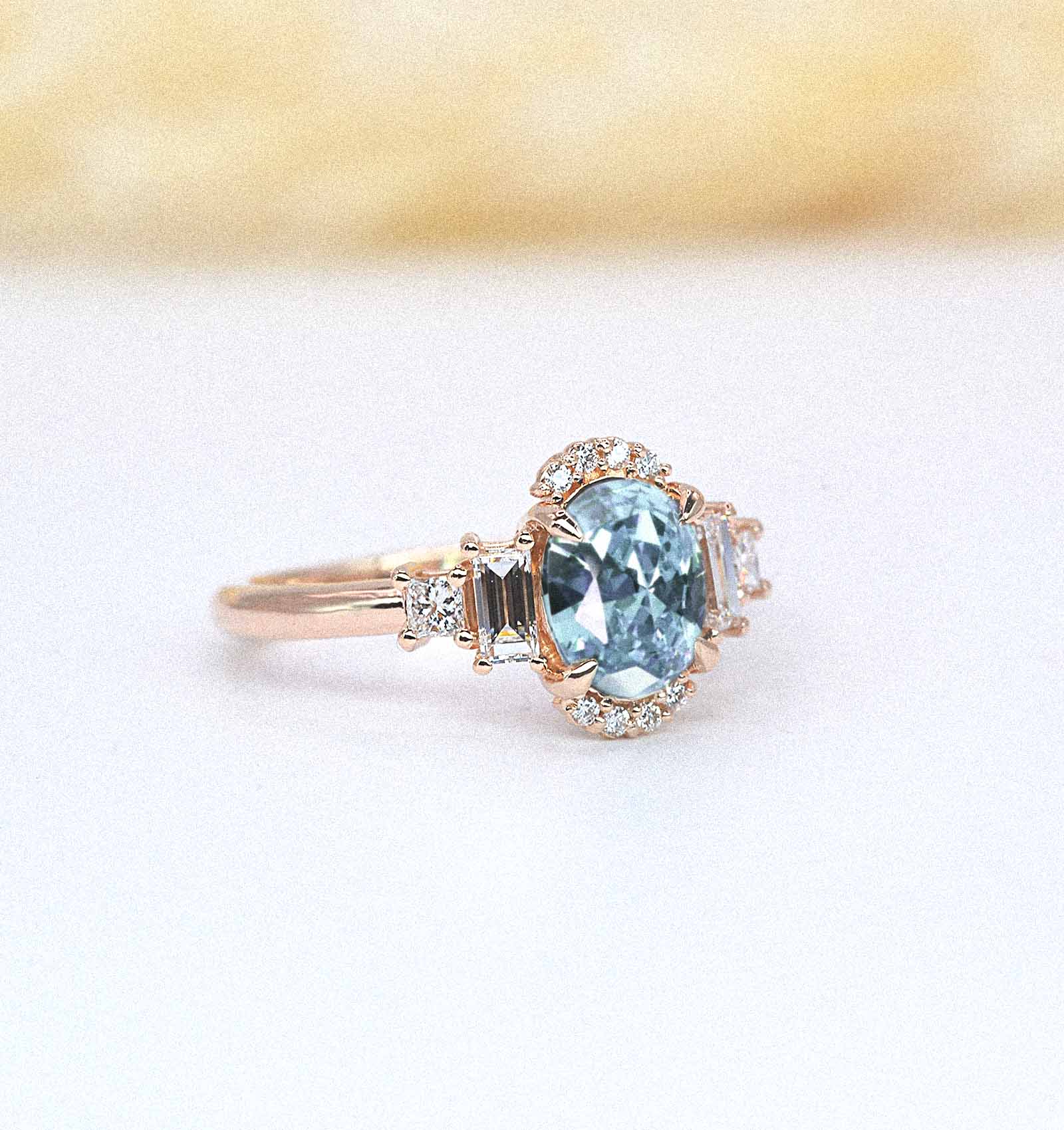 aquamarine anniversary cluster ring