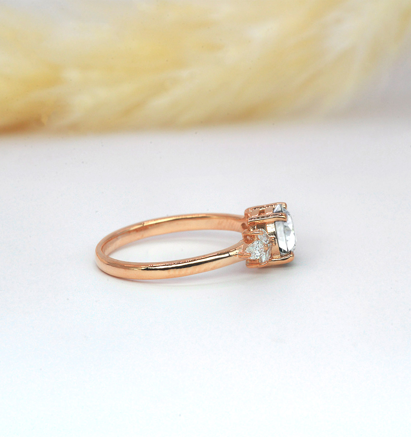 lab diamond art deco ring