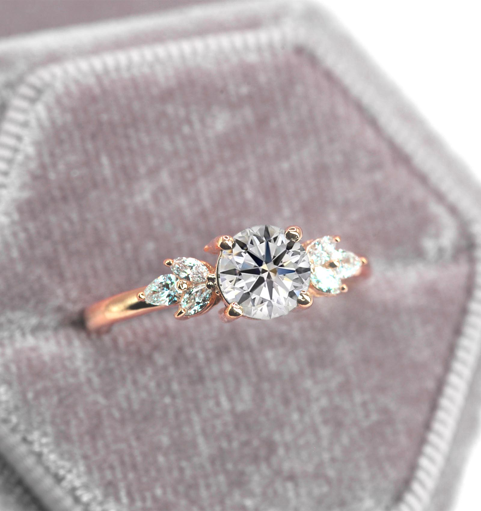 lab diamond art deco ring