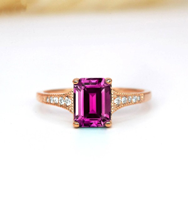 hot pink sapphire vintage ring