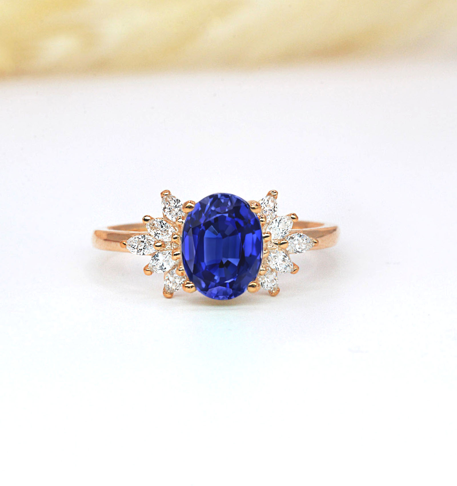 medium blue sapphire cluster ring