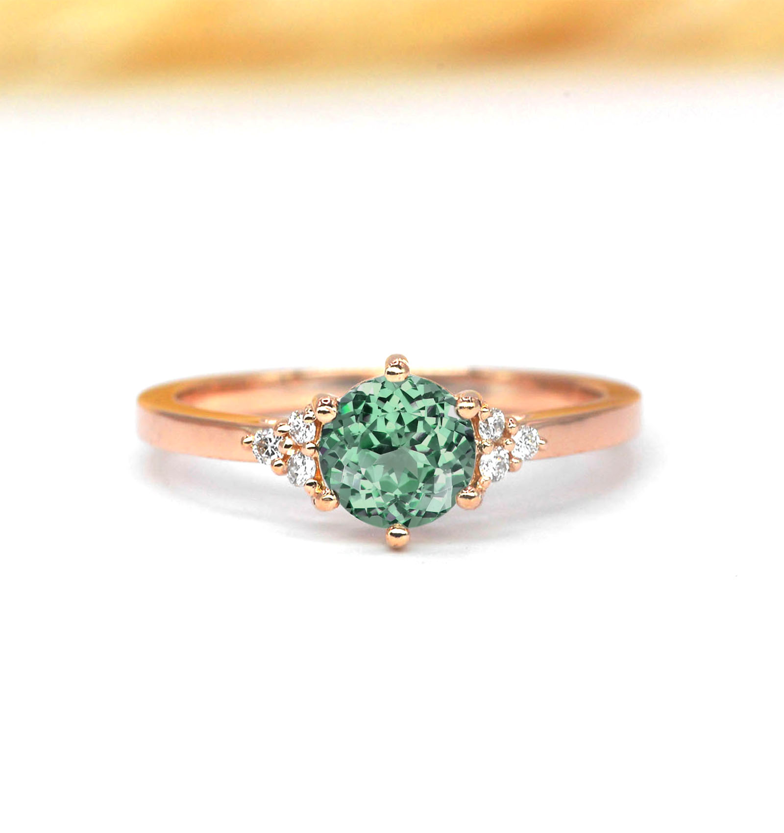 mint green delicate cluster ring