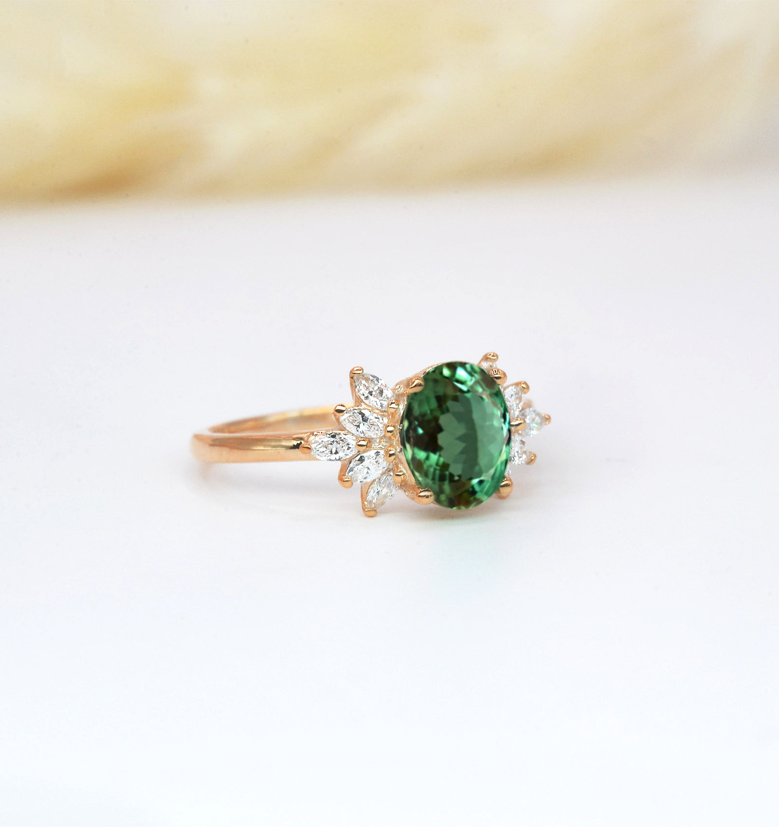 mint sapphire cluster engagement ring