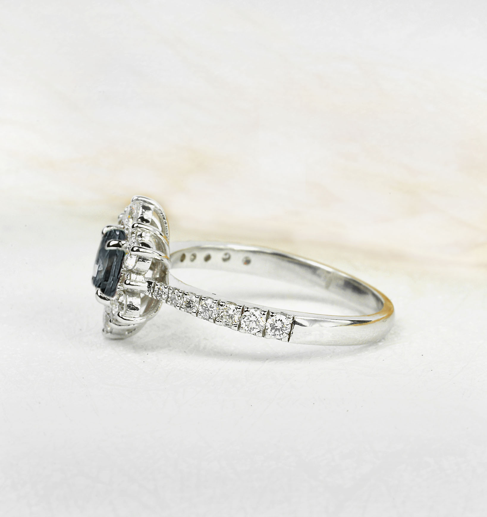 grey moissanite bridal ring