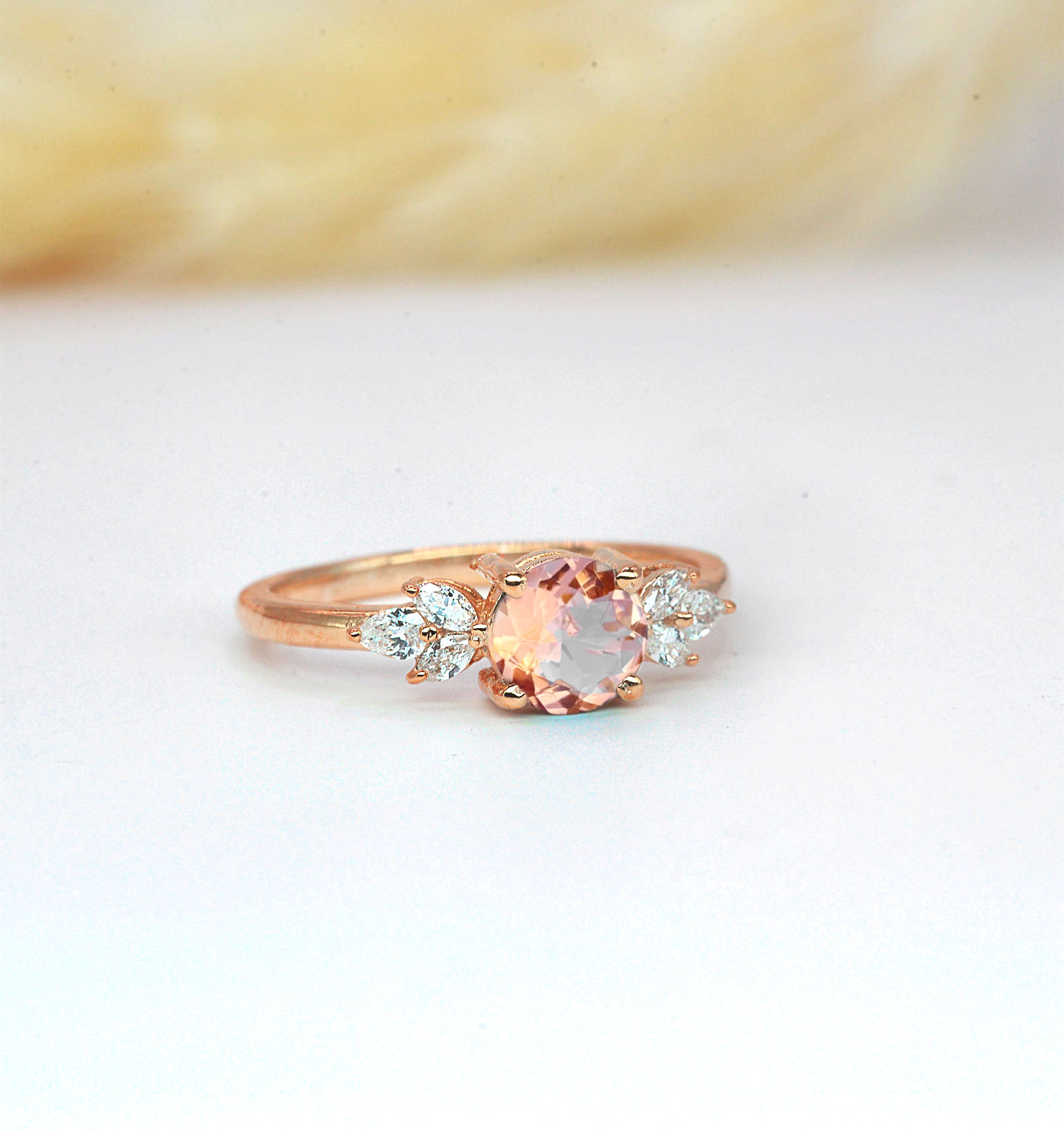 6mm natural morganite engagement ring